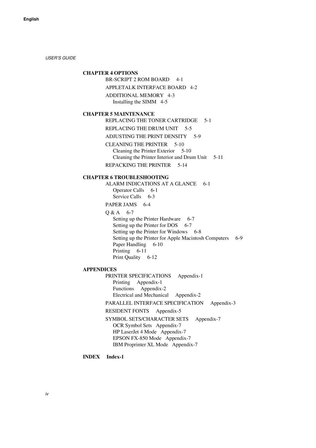 Brother HL-660 manual Options 