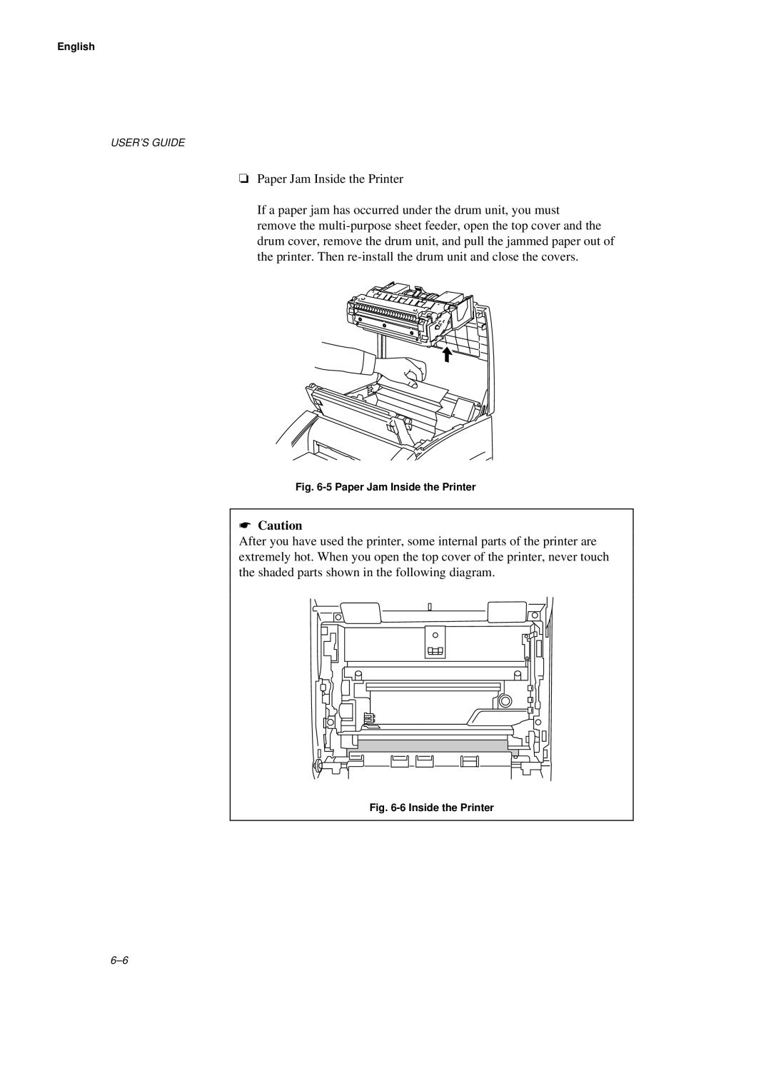 Brother HL-660 manual Paper Jam Inside the Printer 