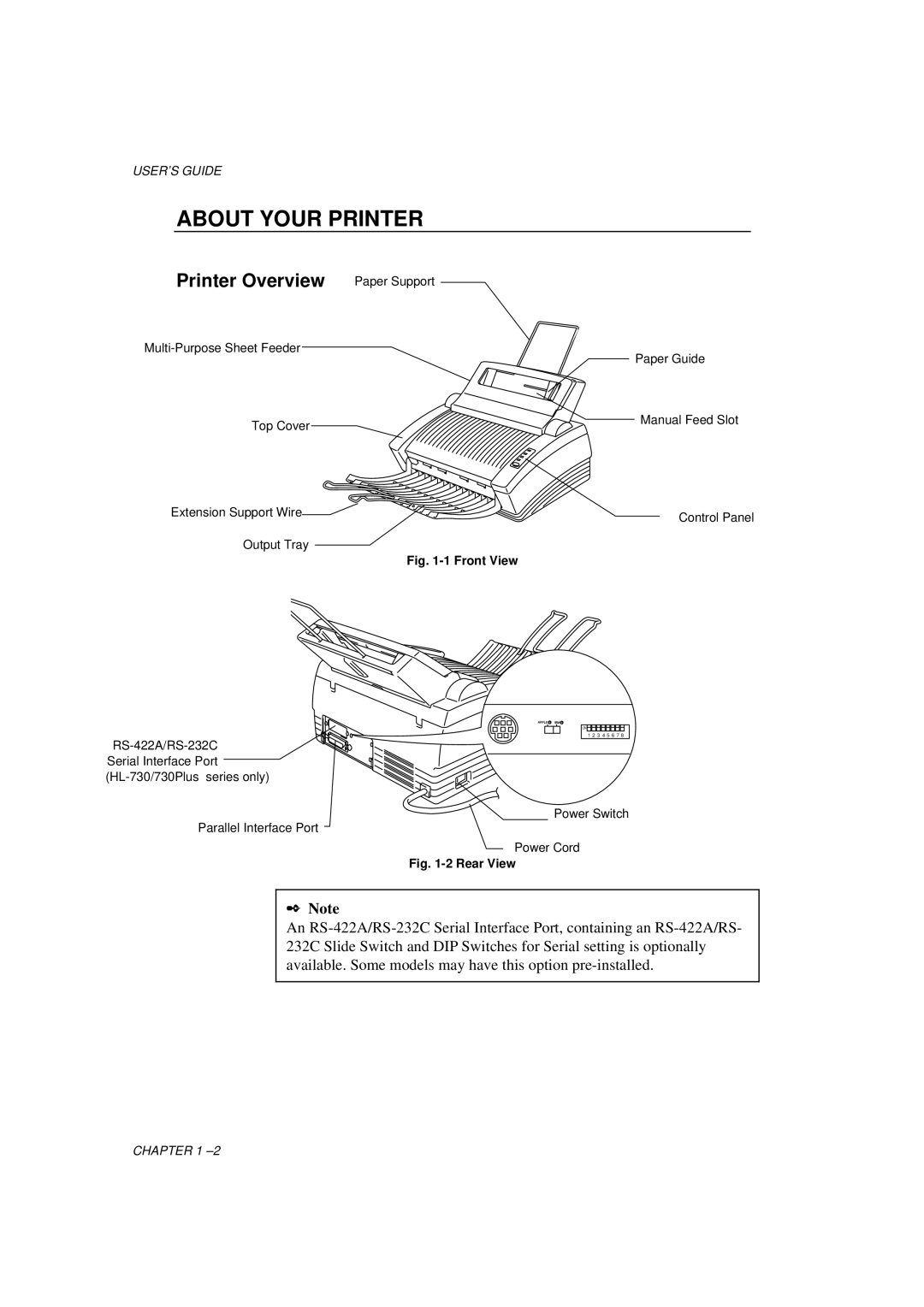 Brother HL-700 Series manual About Your Printer, Printer Overview Paper Support 