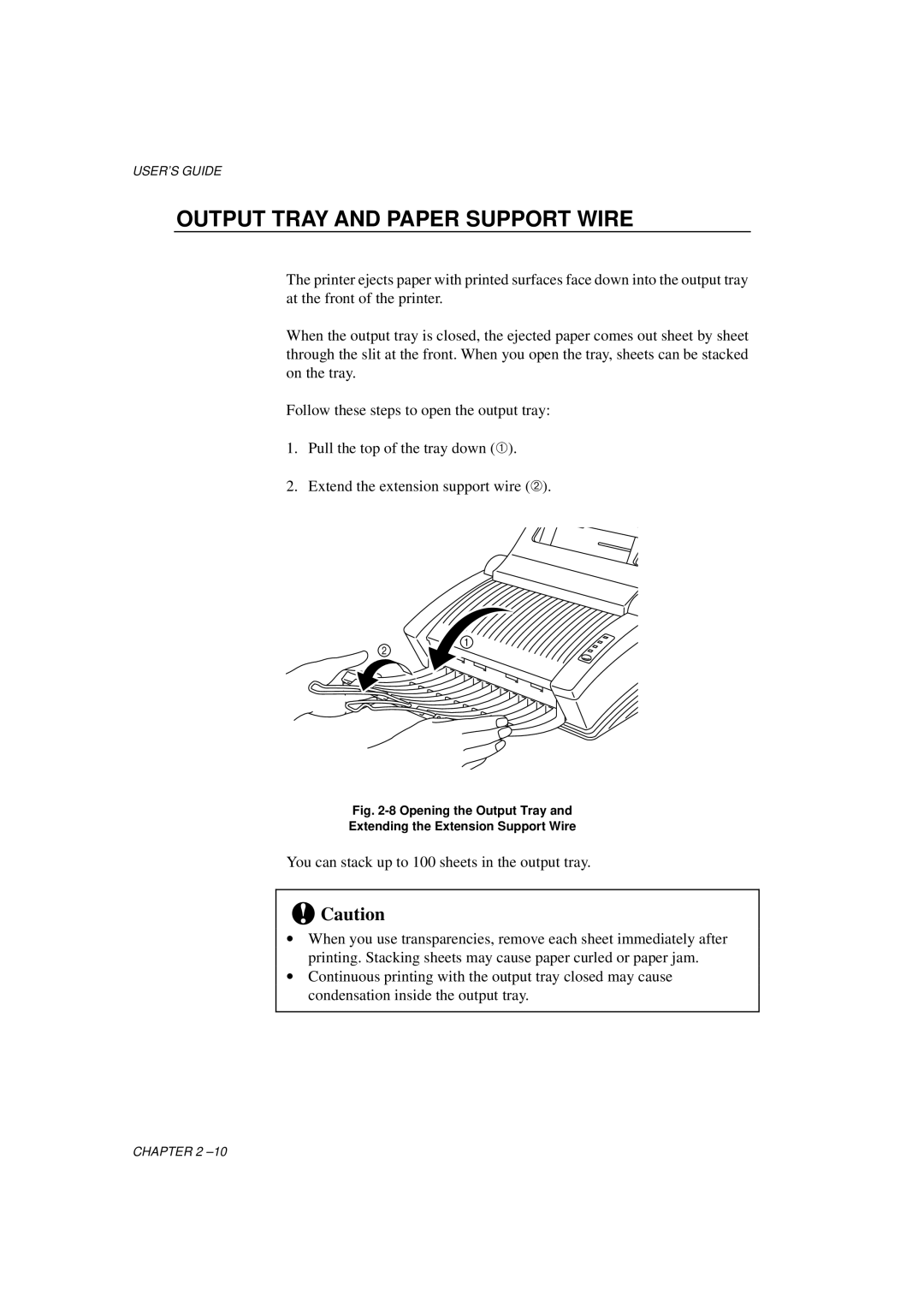 Brother HL-700 Series Output Tray and Paper Support Wire, Opening the Output Tray Extending the Extension Support Wire 