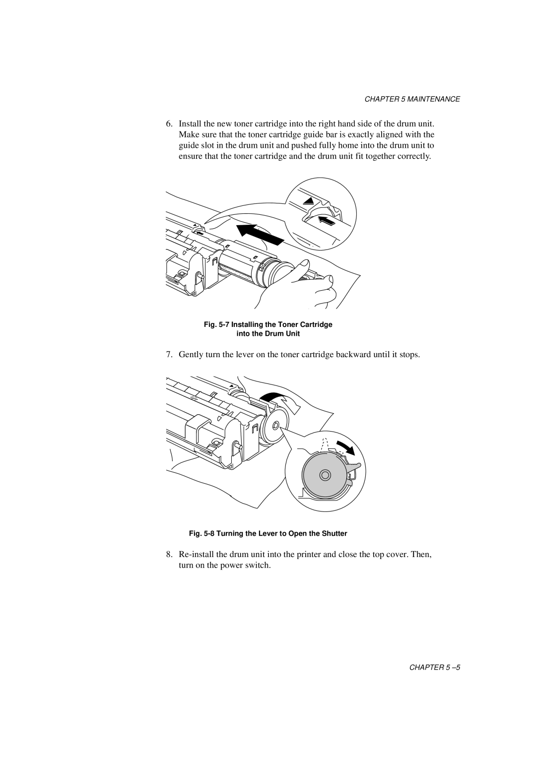 Brother HL-700 Series manual Installing the Toner Cartridge Into the Drum Unit 