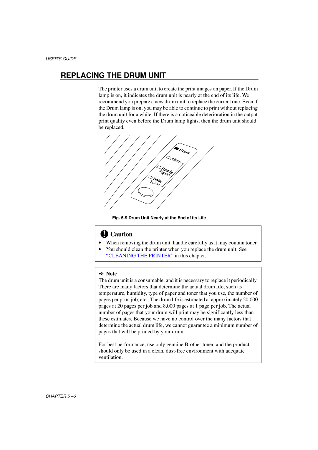 Brother HL-700 Series manual Replacing the Drum Unit, Drum Unit Nearly at the End of its Life 
