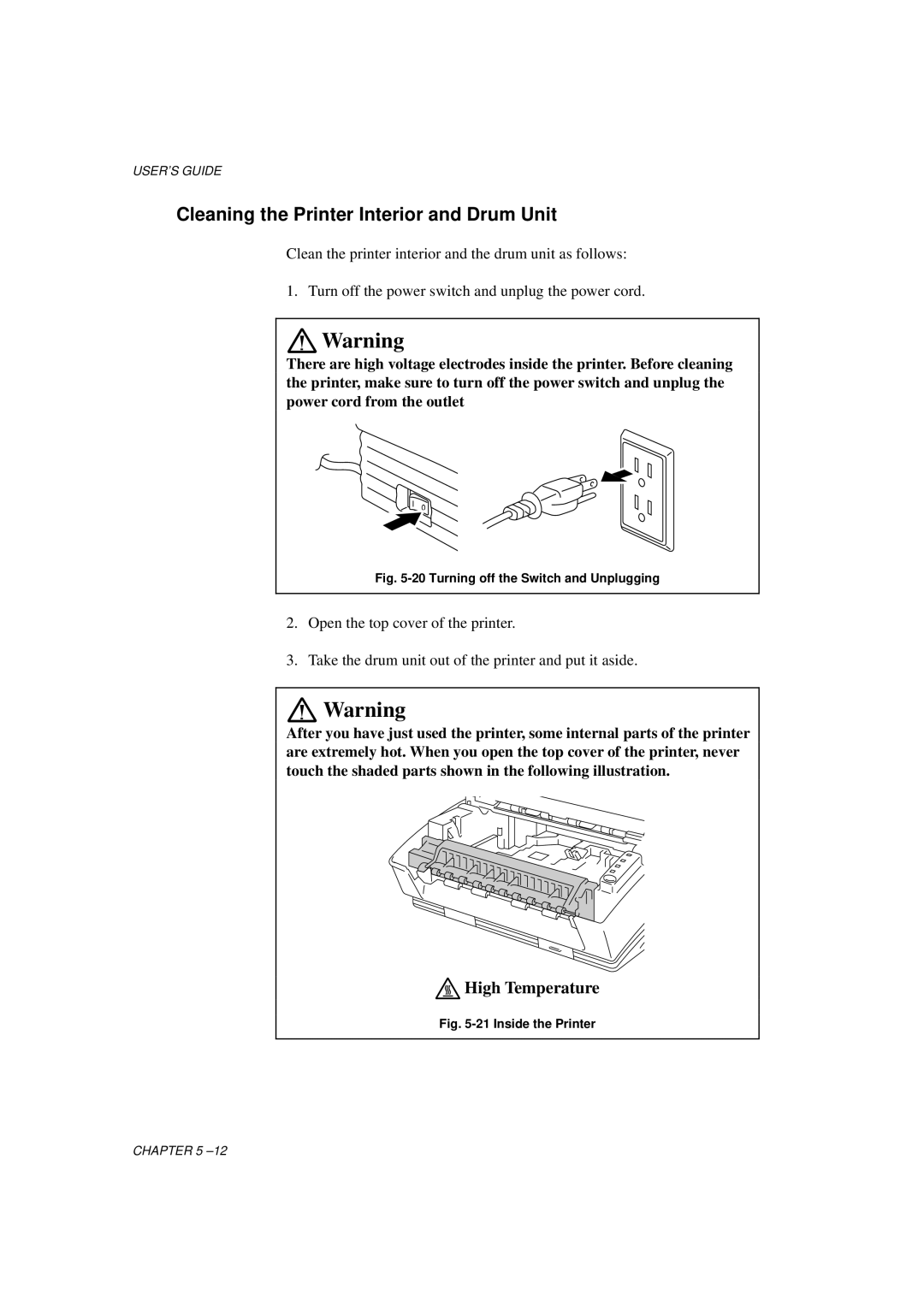 Brother HL-700 Series manual Cleaning the Printer Interior and Drum Unit, Turning off the Switch and Unplugging 