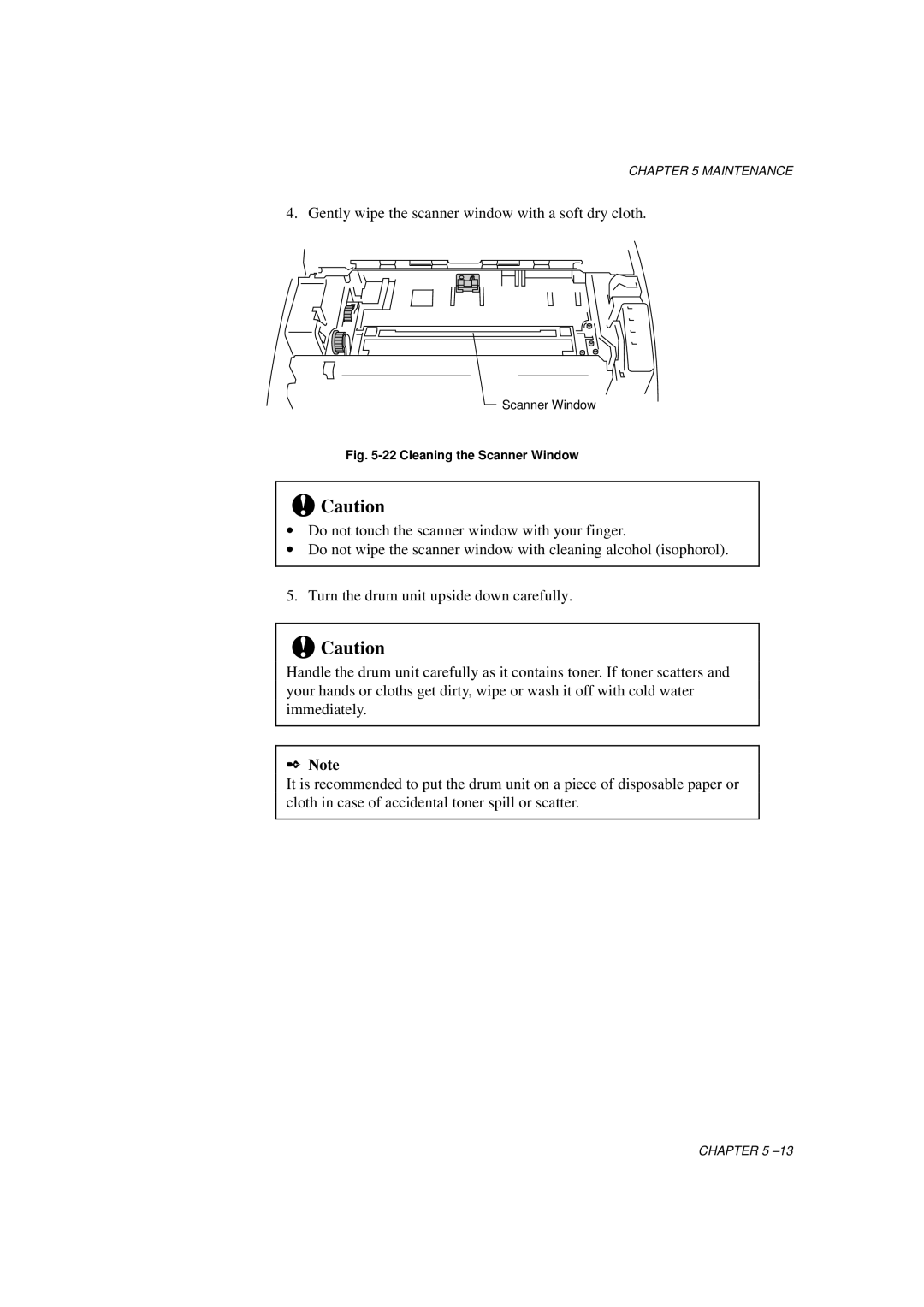 Brother HL-700 Series manual Gently wipe the scanner window with a soft dry cloth 