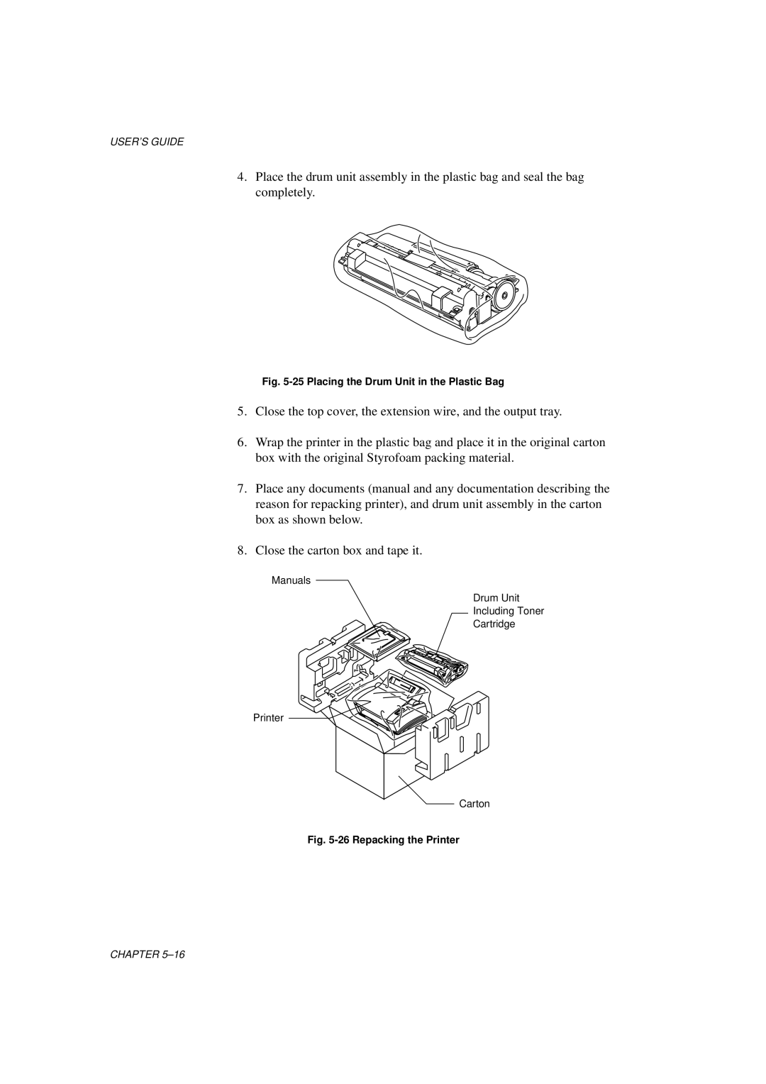 Brother HL-700 Series manual Placing the Drum Unit in the Plastic Bag 