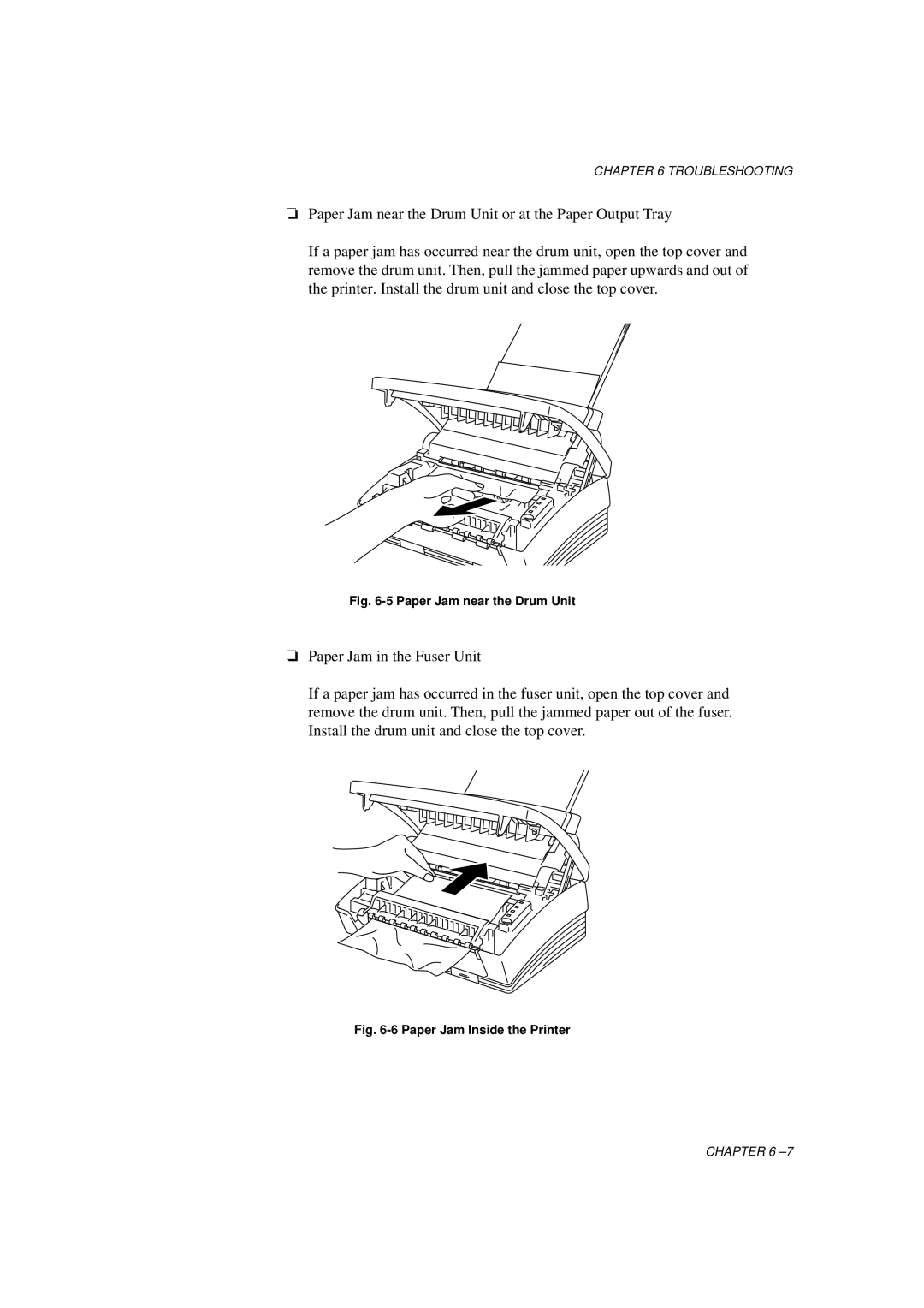 Brother HL-700 Series manual Paper Jam near the Drum Unit 