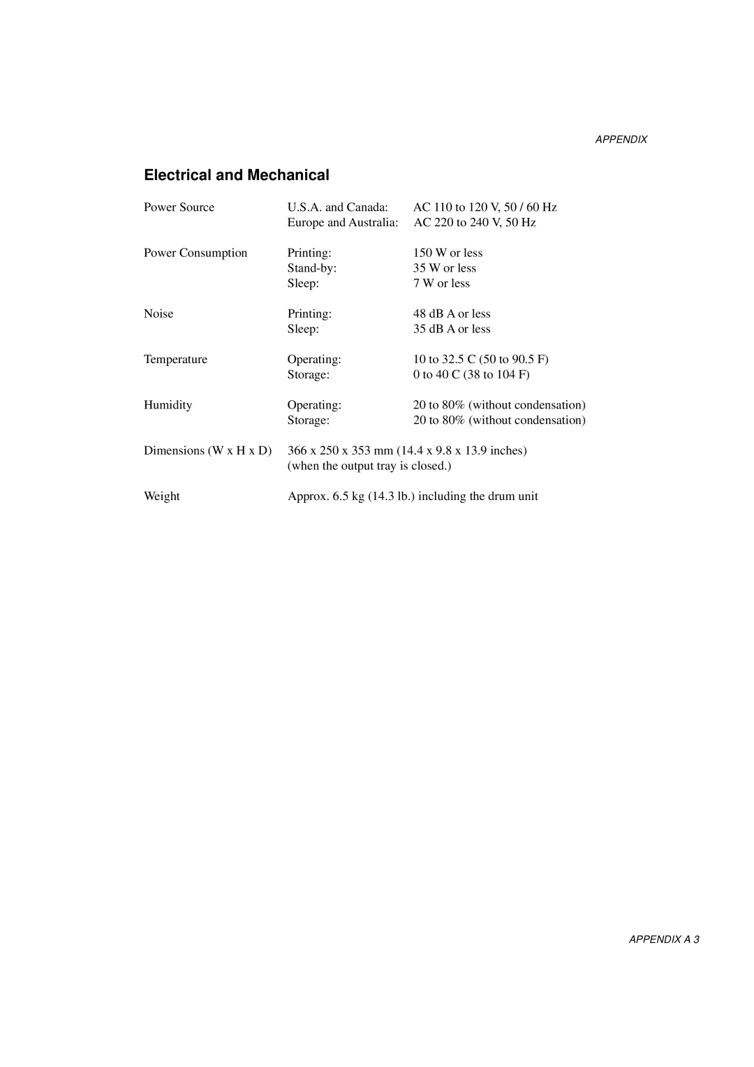 Brother HL-700 Series manual Electrical and Mechanical 