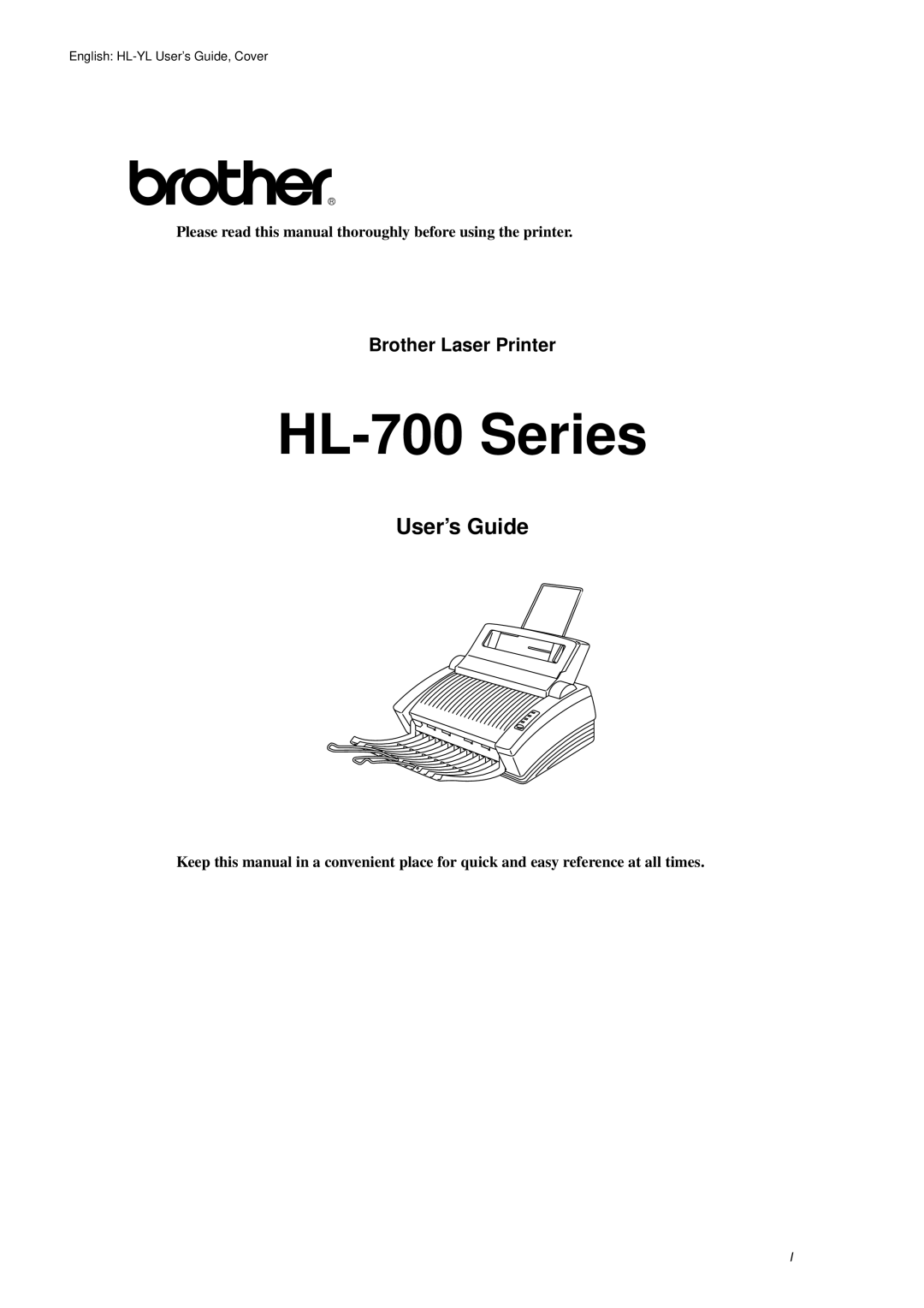 Brother HL-720 manual Brother Laser Printer, Please read this manual thoroughly before using the printer 