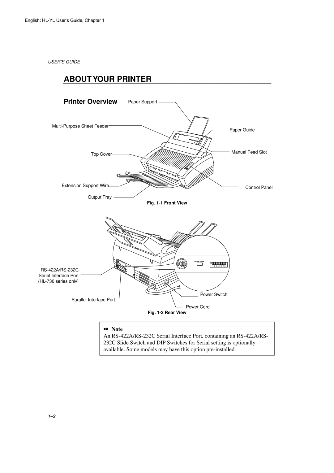 Brother HL-720 manual About Your Printer, Printer Overview Paper Support 