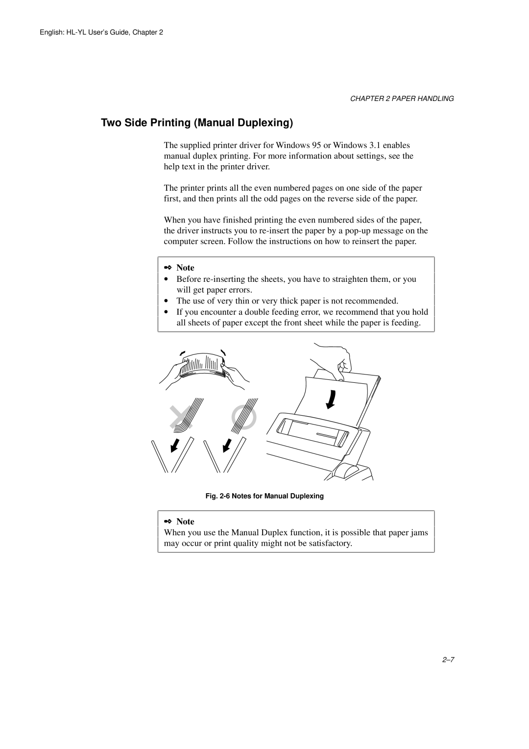 Brother HL-720 manual Two Side Printing Manual Duplexing 