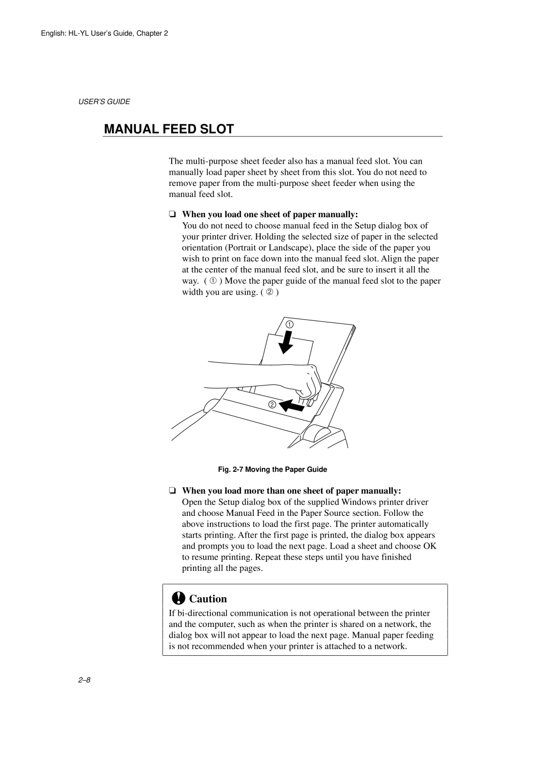 Brother HL-720 Manual Feed Slot, When you load one sheet of paper manually 