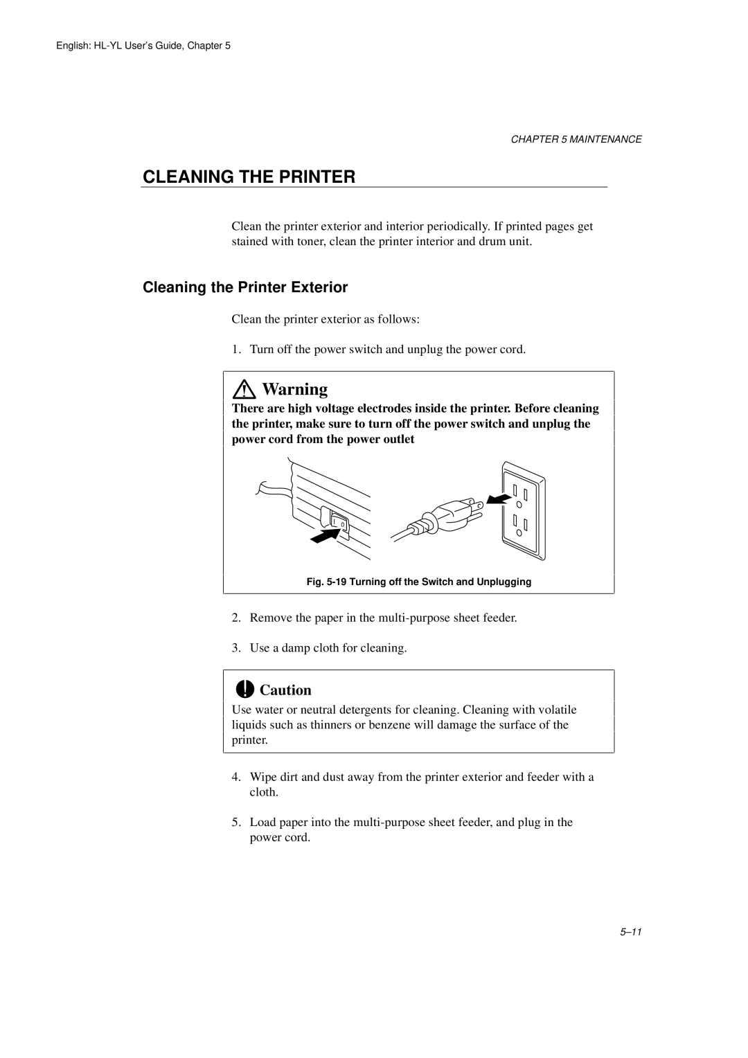 Brother HL-720 manual Cleaning the Printer Exterior 