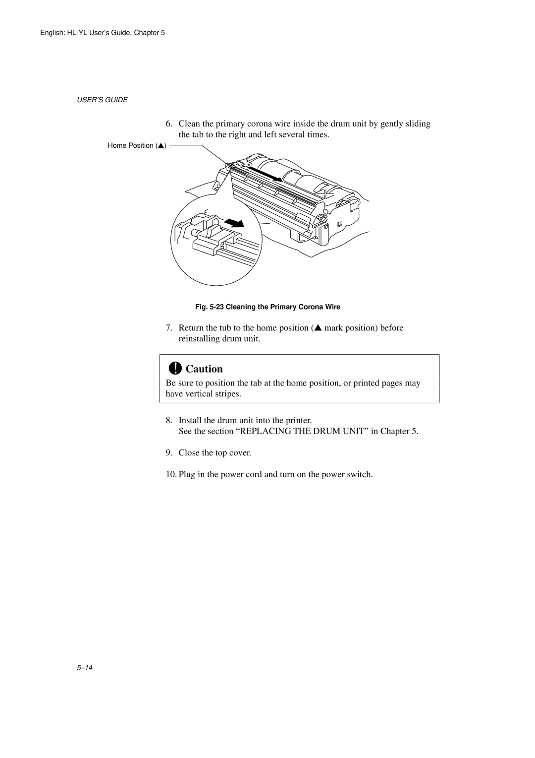 Brother HL-720 manual Cleaning the Primary Corona Wire 