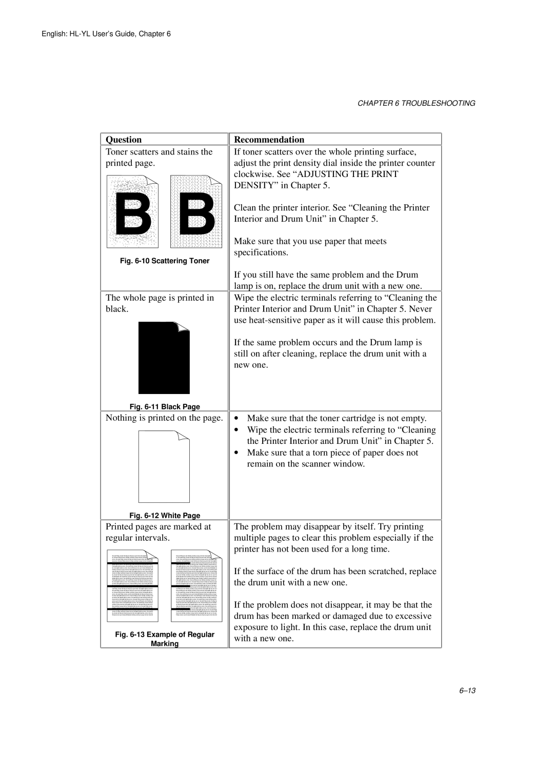 Brother HL-720 manual Toner scatters and stains the printed 