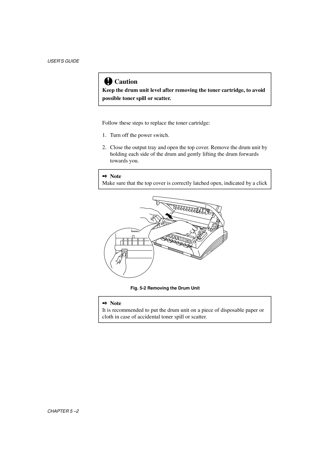 Brother HL-760 Series manual Removing the Drum Unit 