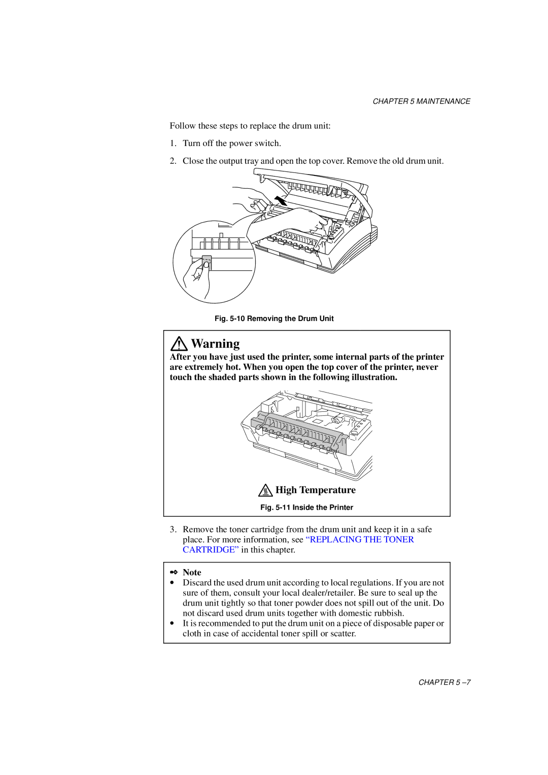 Brother HL-760 Series manual Removing the Drum Unit 