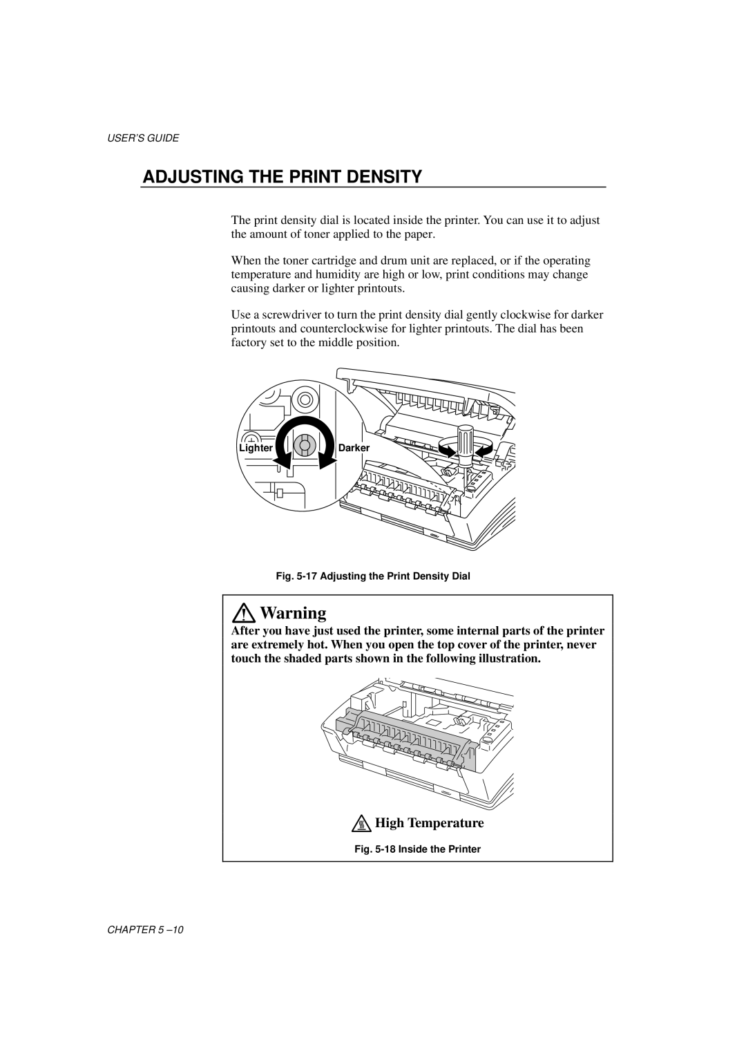 Brother HL-760 Series manual Adjusting the Print Density Dial 