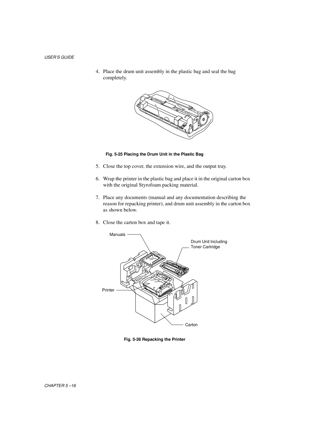 Brother HL-760 Series manual Placing the Drum Unit in the Plastic Bag 