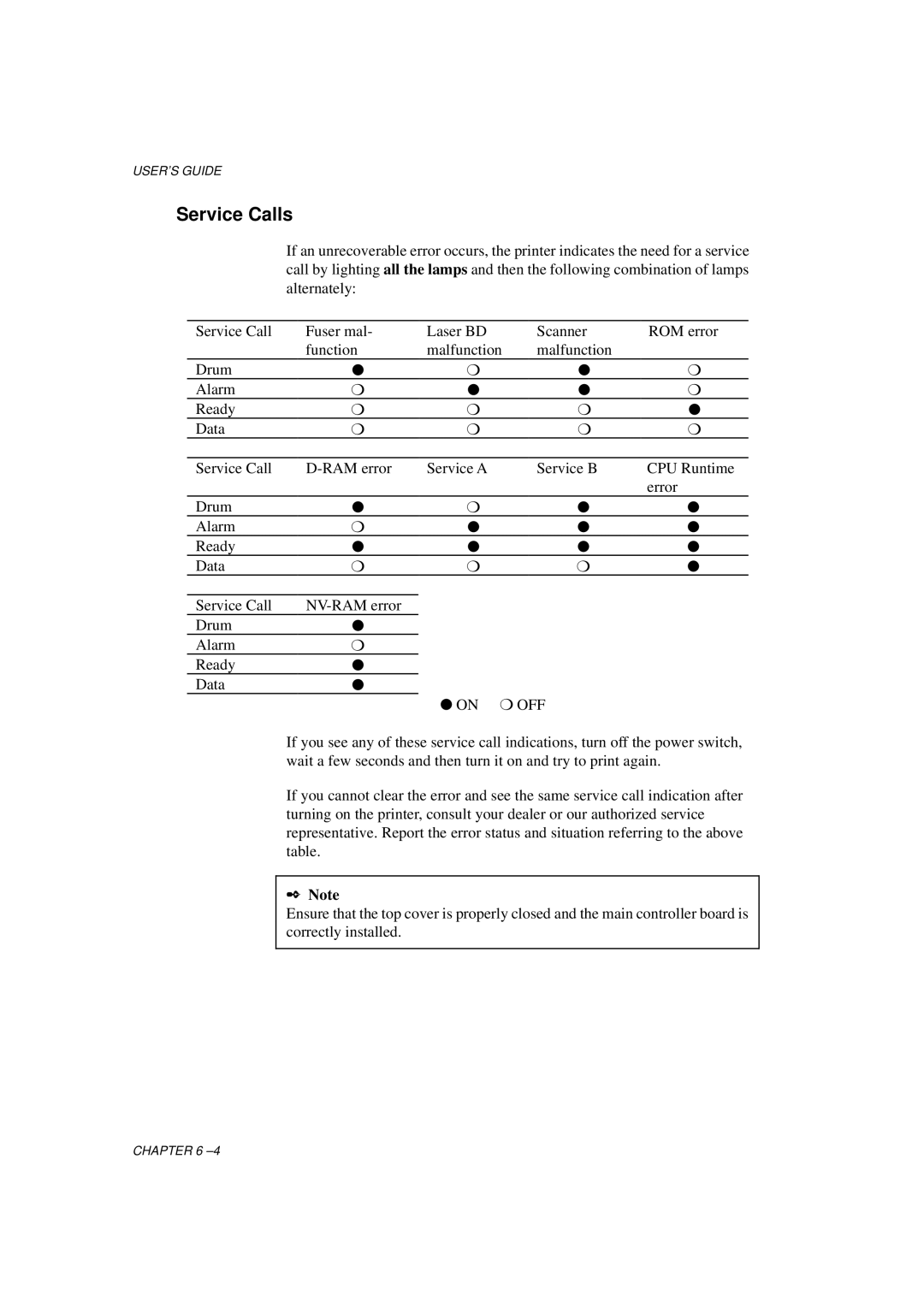 Brother HL-760 Series manual Service Calls 