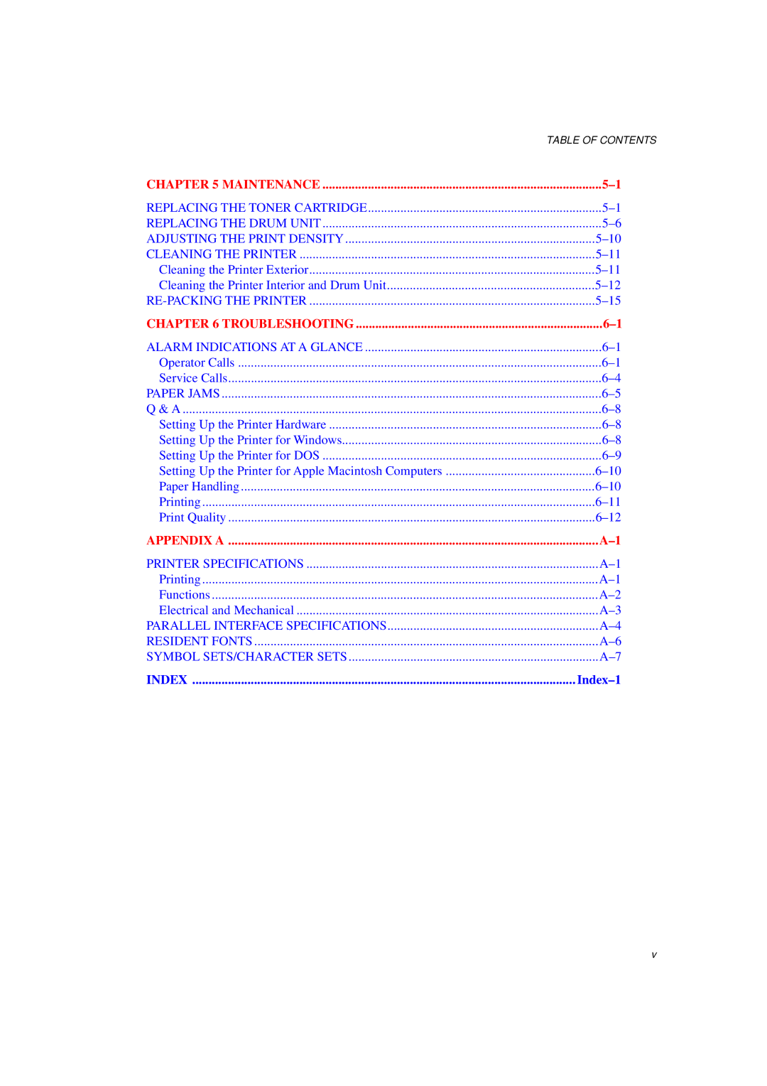 Brother HL-760 Series manual Index 