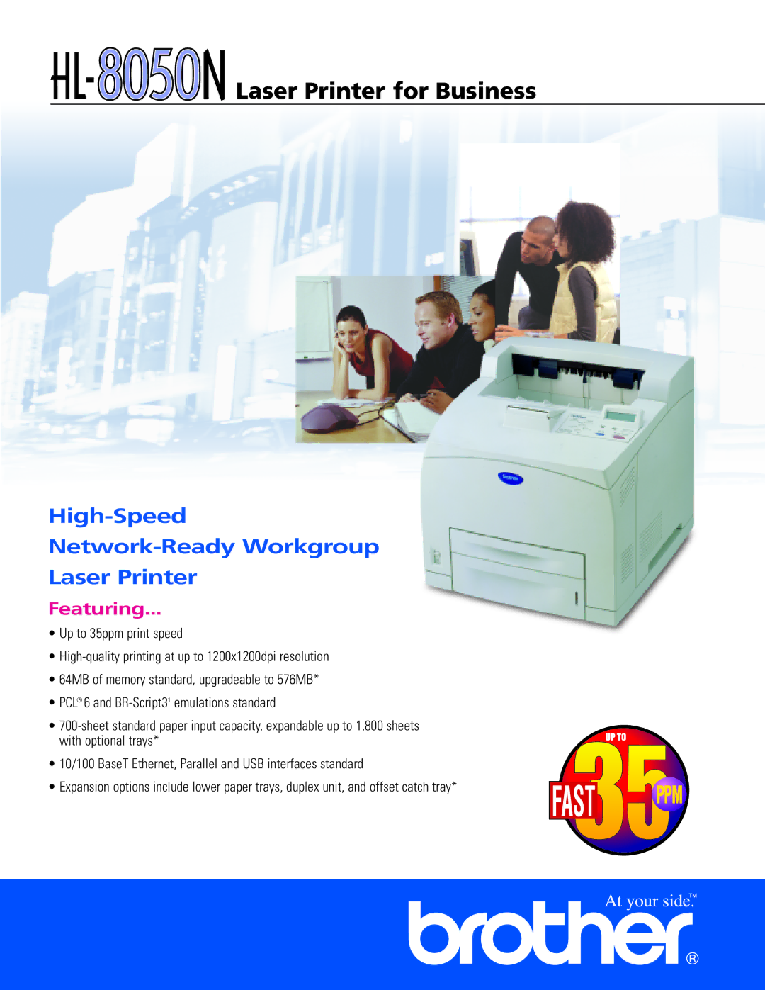 Brother HL-8050N manual High-Speed Network-Ready Workgroup Laser Printer 