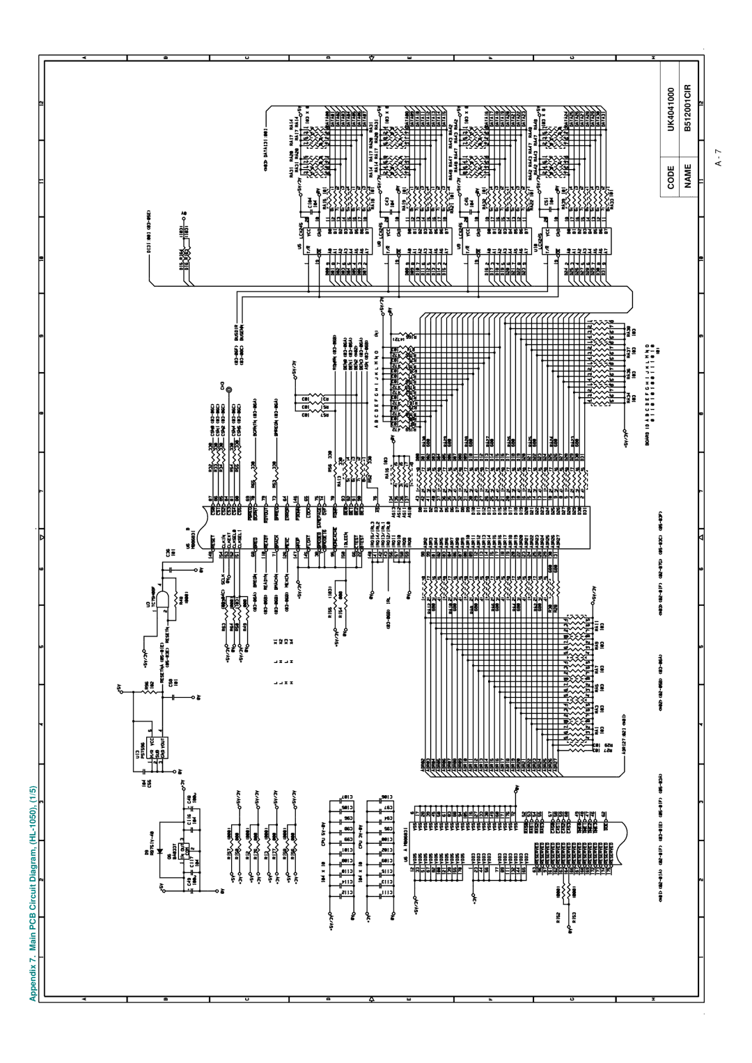 Brother HL-1020, HL-820, HL-1040 manual Appendix 7. Main PCB Circuit Diagram, HL-1050, 1/5 