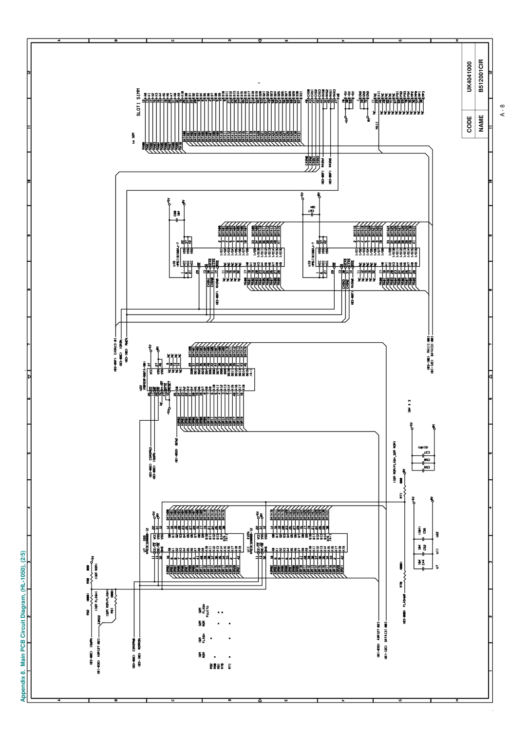 Brother HL-1040, HL-820, HL-1020 manual Appendix 8. Main PCB Circuit Diagram, HL-1050, 2/5 