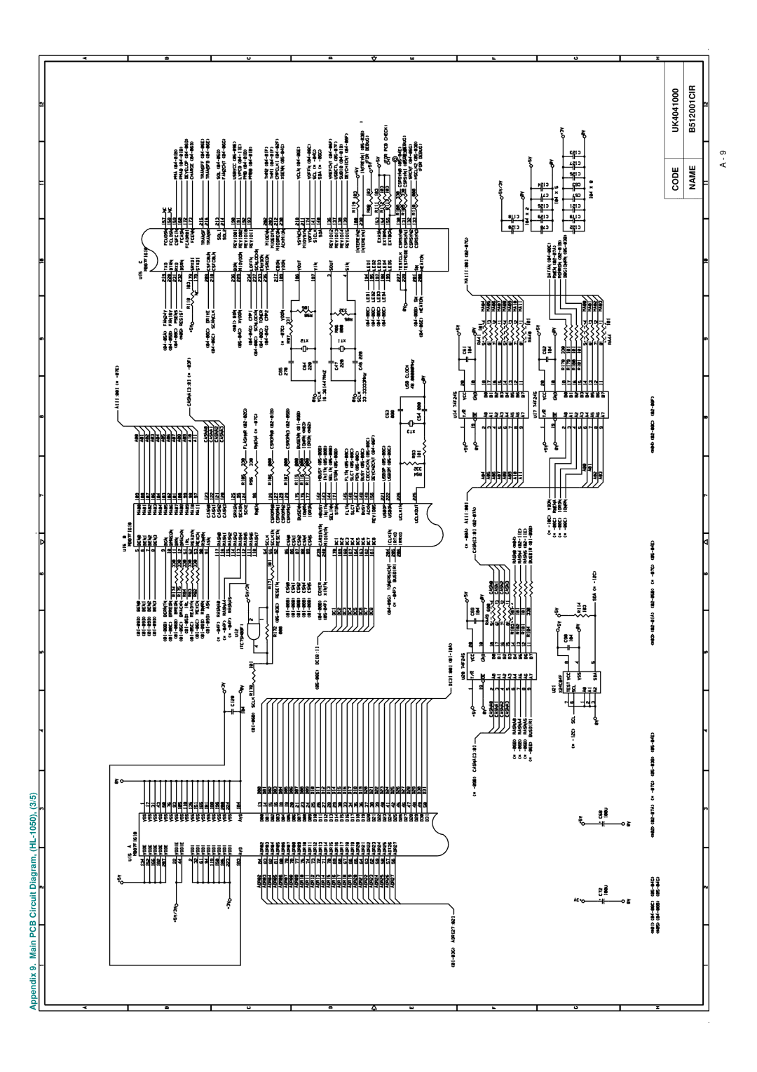 Brother HL-820, HL-1020, HL-1040 manual Appendix 9. Main PCB Circuit Diagram, HL-1050, 3/5 