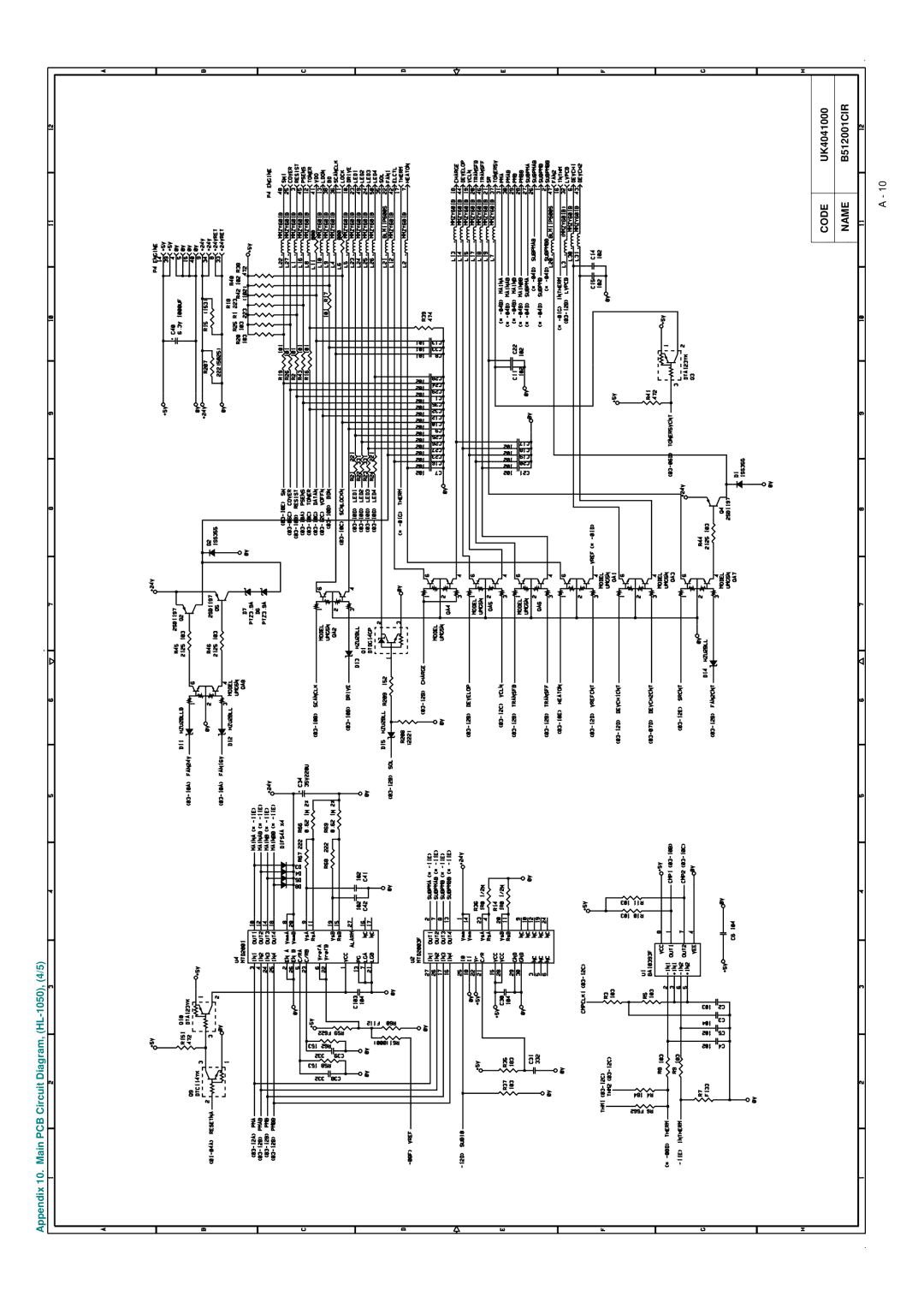 Brother HL-1020, HL-820, HL-1040 manual Appendix 10. Main PCB Circuit Diagram, HL-1050, 4/5 