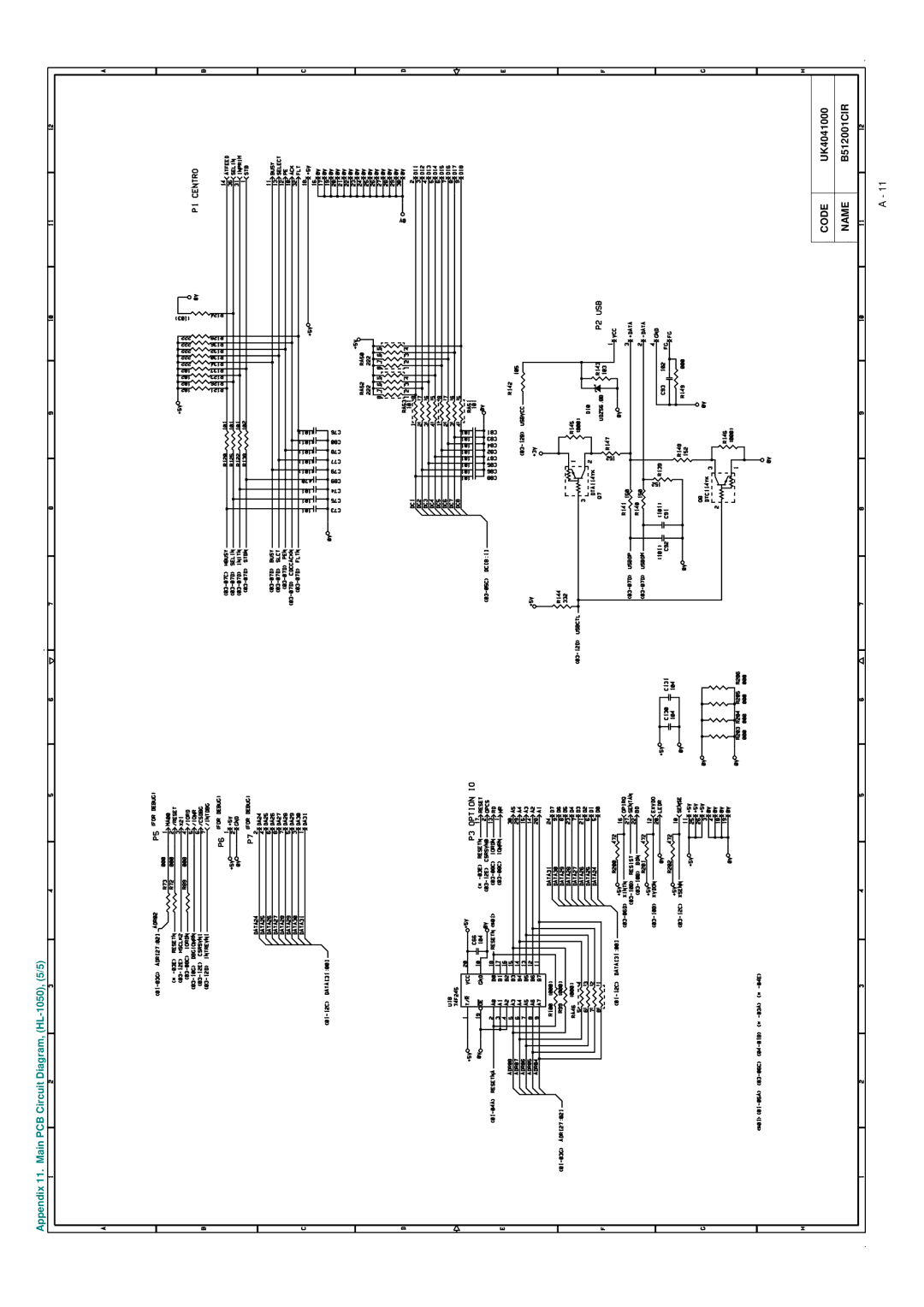 Brother HL-1040, HL-820, HL-1020 manual Appendix 11. Main PCB Circuit Diagram, HL-1050, 5/5 