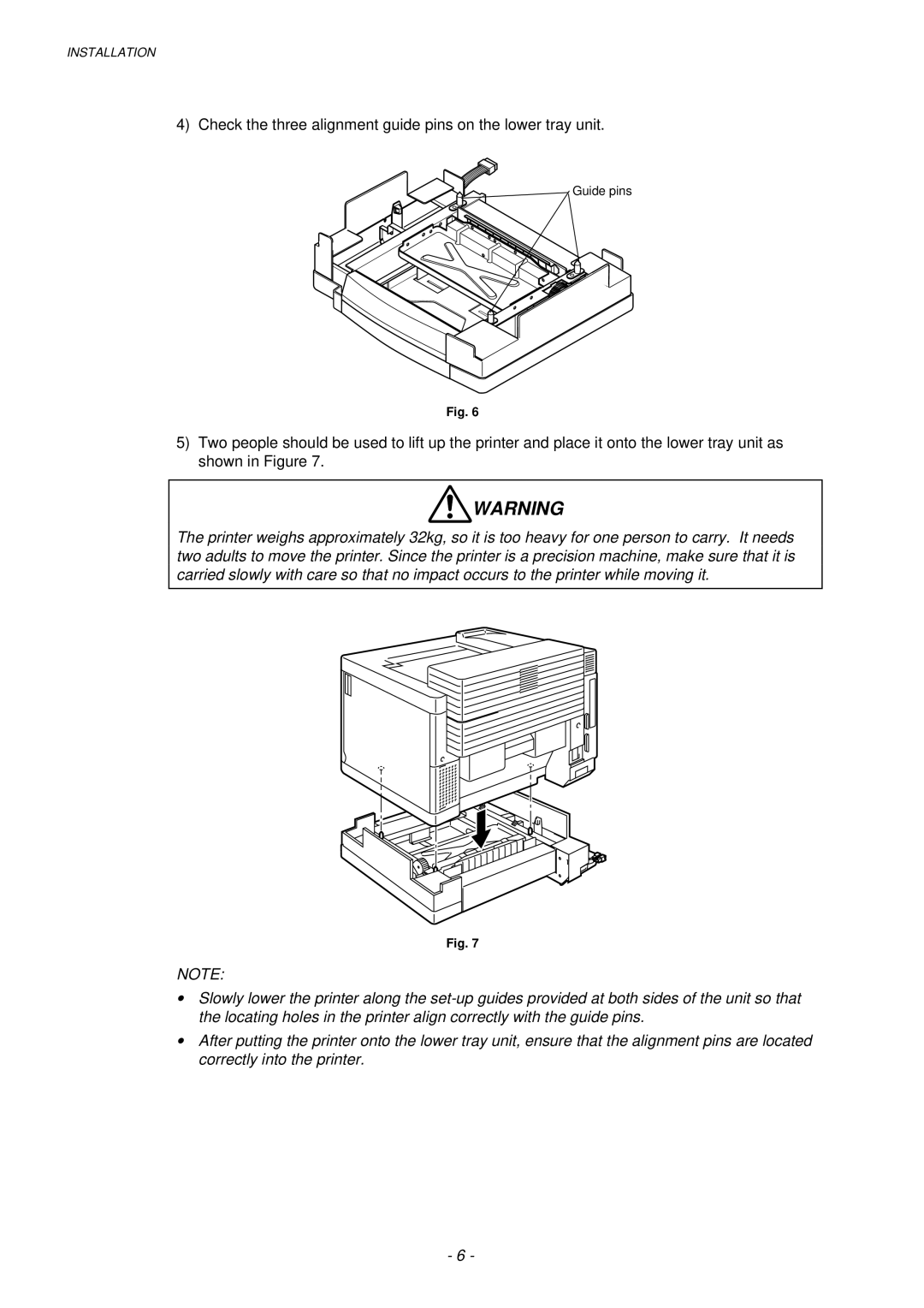 Brother HL-820, HL-1020, HL-1040 manual Check the three alignment guide pins on the lower tray unit 