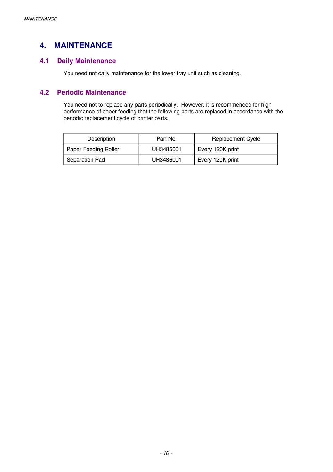 Brother HL-1020, HL-820, HL-1040 manual Maintenance 