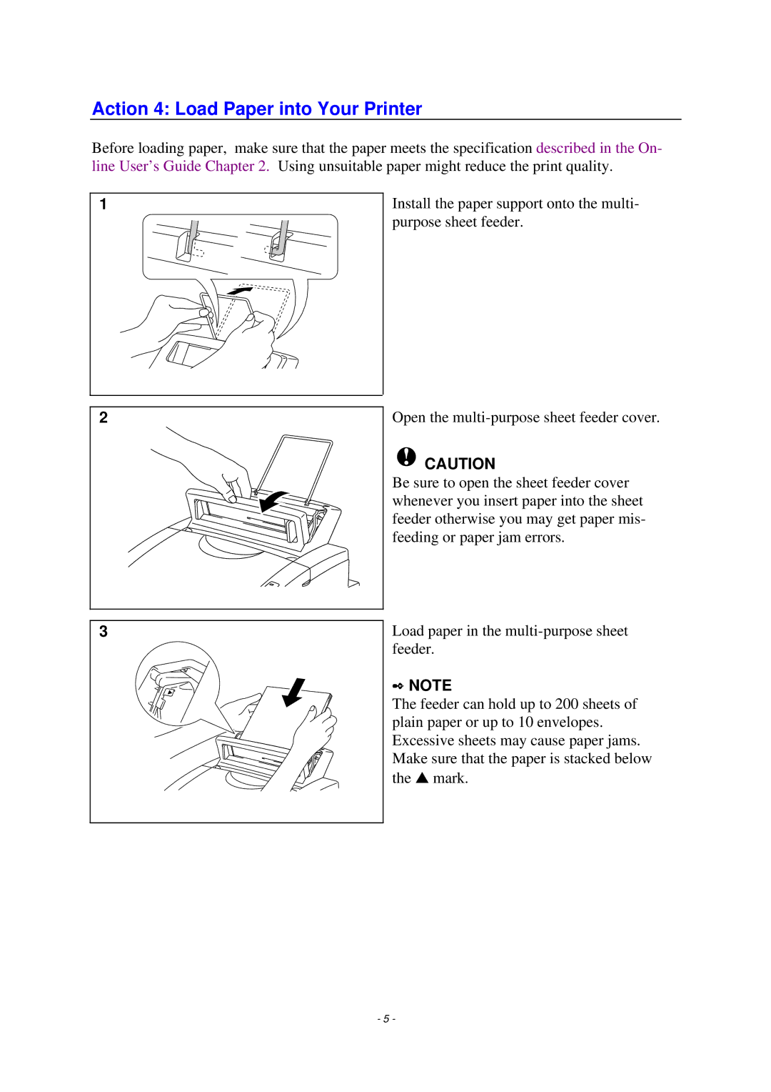 Brother HL-1040, HL-820, HL-1020 manual Action 4 Load Paper into Your Printer 