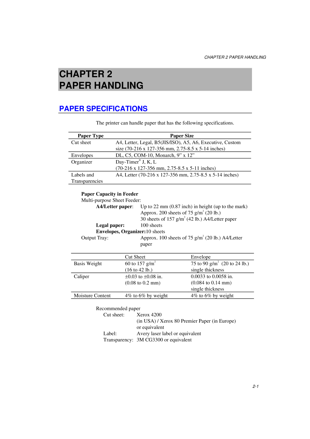 Brother HL-1020, HL-820, HL-1040 manual Paper Specifications 