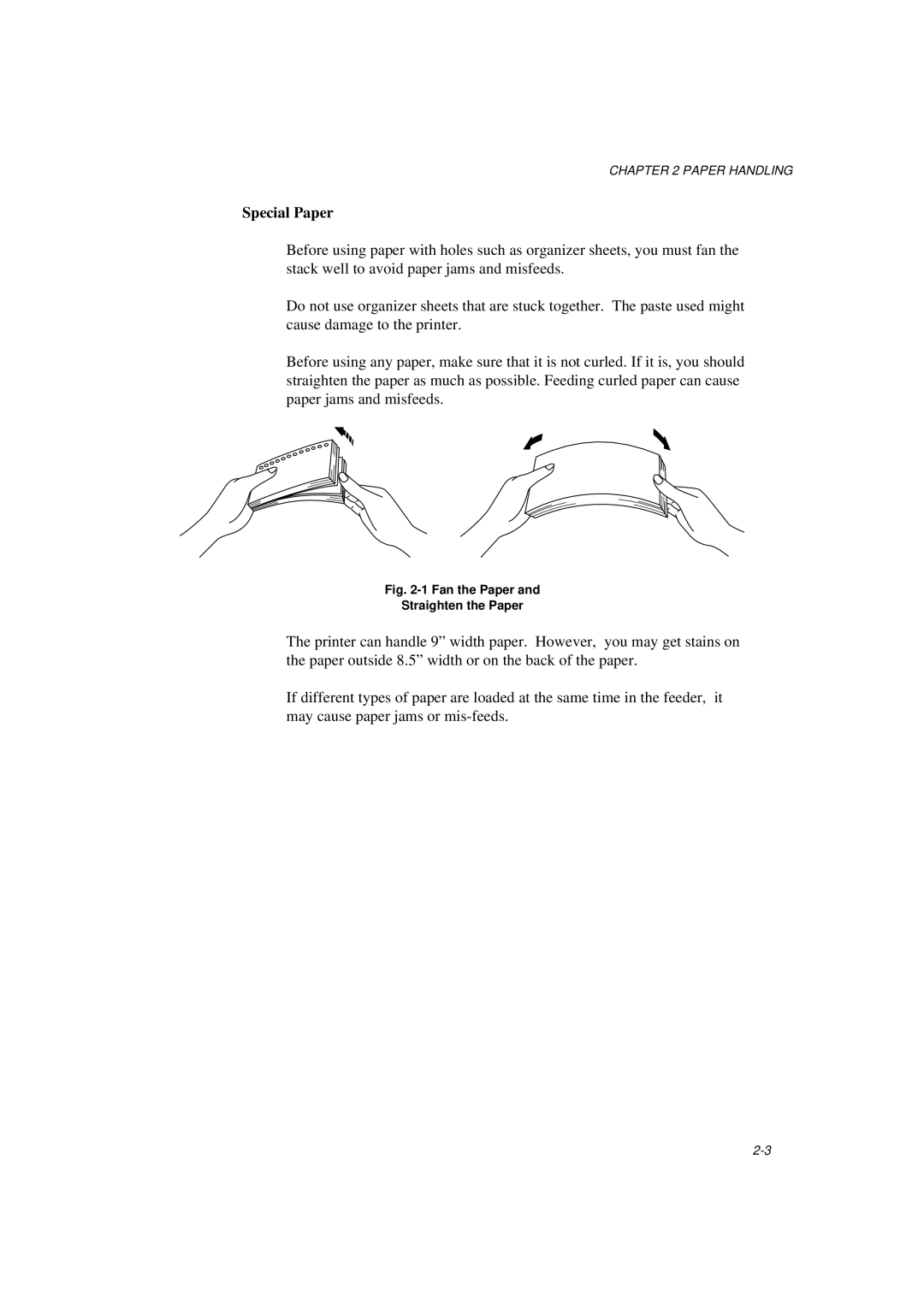 Brother HL-820, HL-1020, HL-1040 manual Special Paper, Fan the Paper Straighten the Paper 