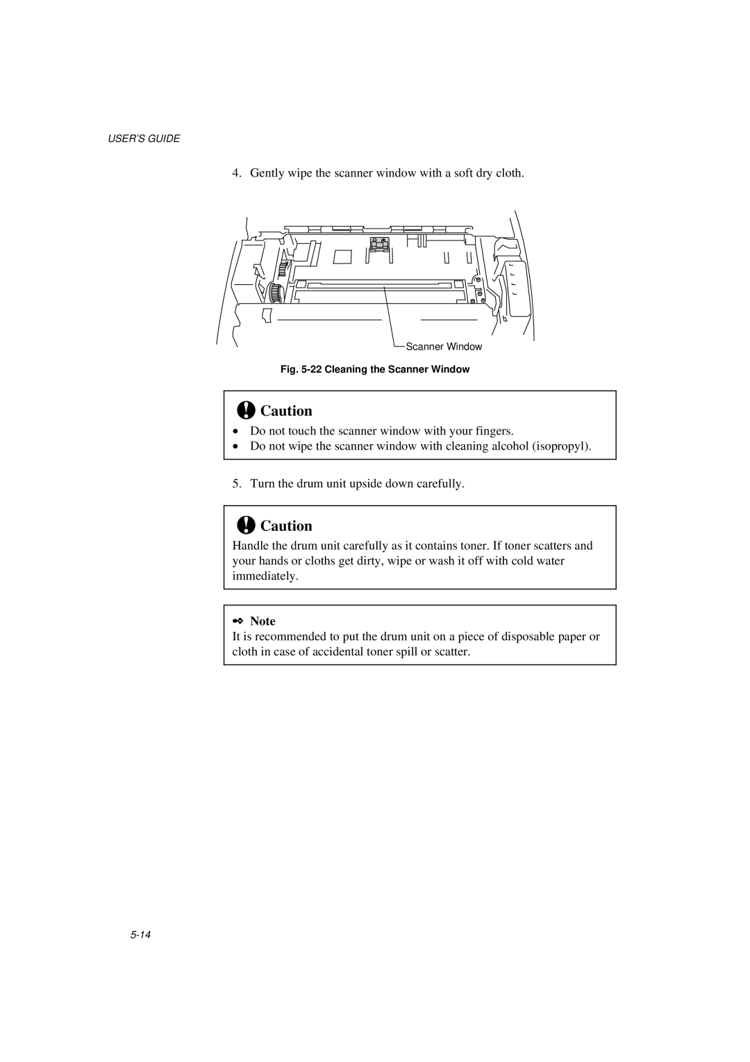 Brother HL-1020, HL-820, HL-1040 manual Gently wipe the scanner window with a soft dry cloth 