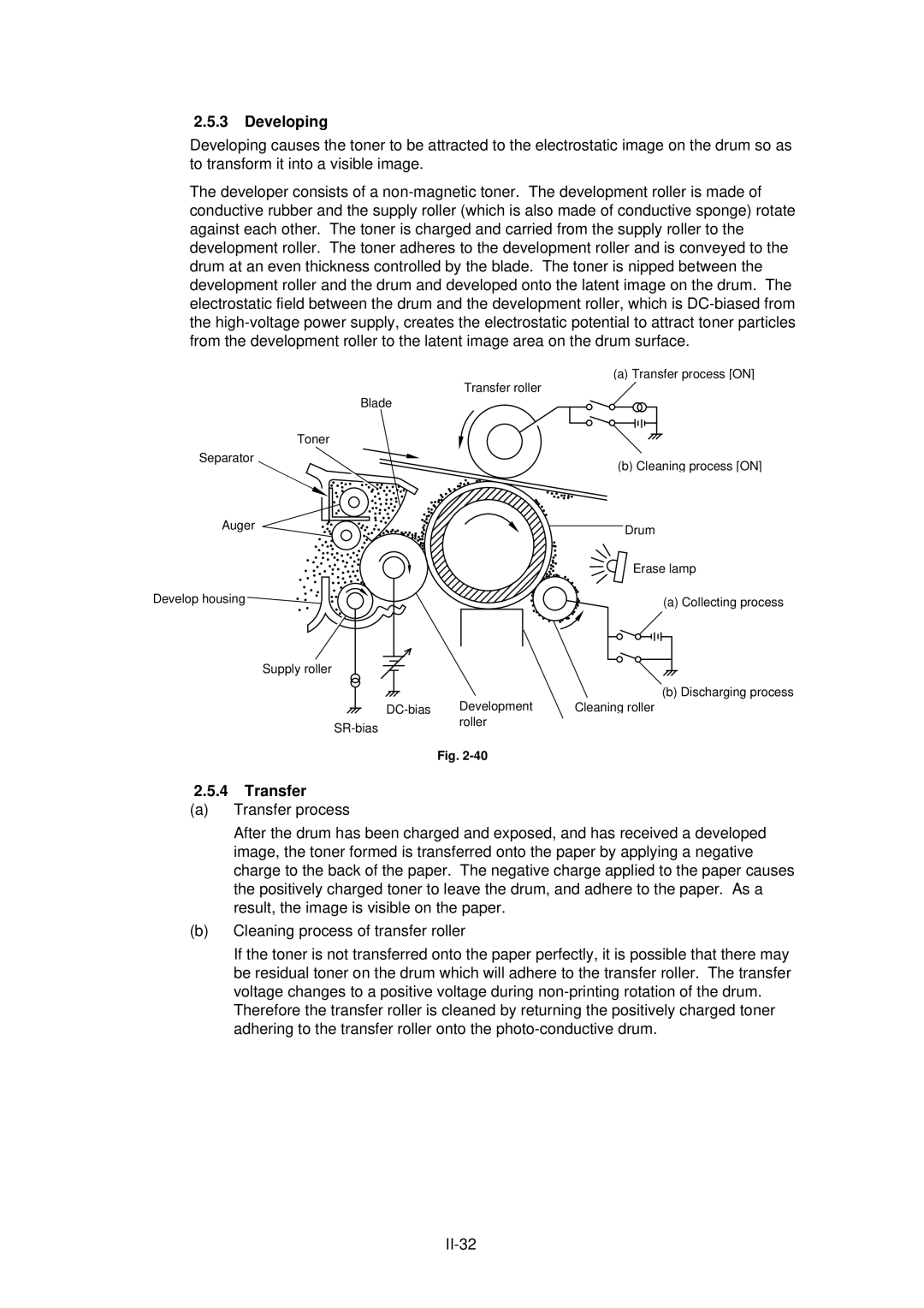 Brother HL-820, HL-1020, HL-1040 manual Developing, Transfer 