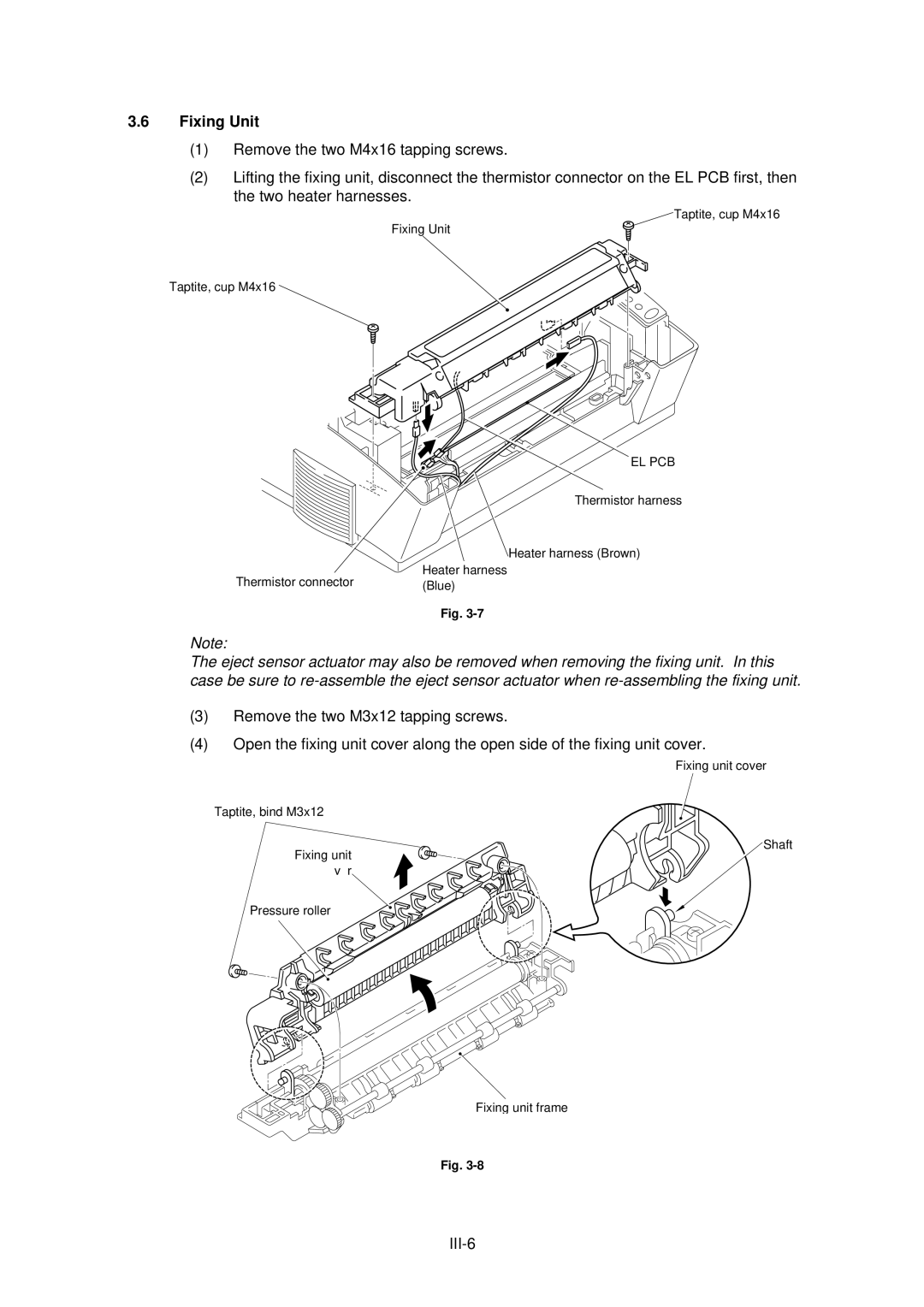 Brother HL-1020, HL-820, HL-1040 manual Fixing Unit, III-6 