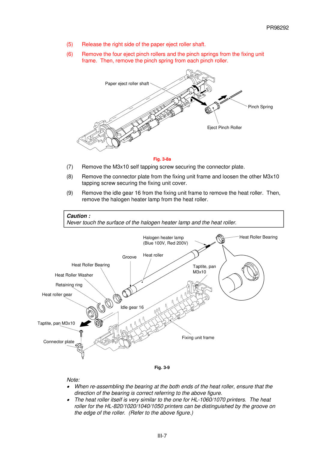 Brother HL-1040, HL-820, HL-1020 manual III-7 