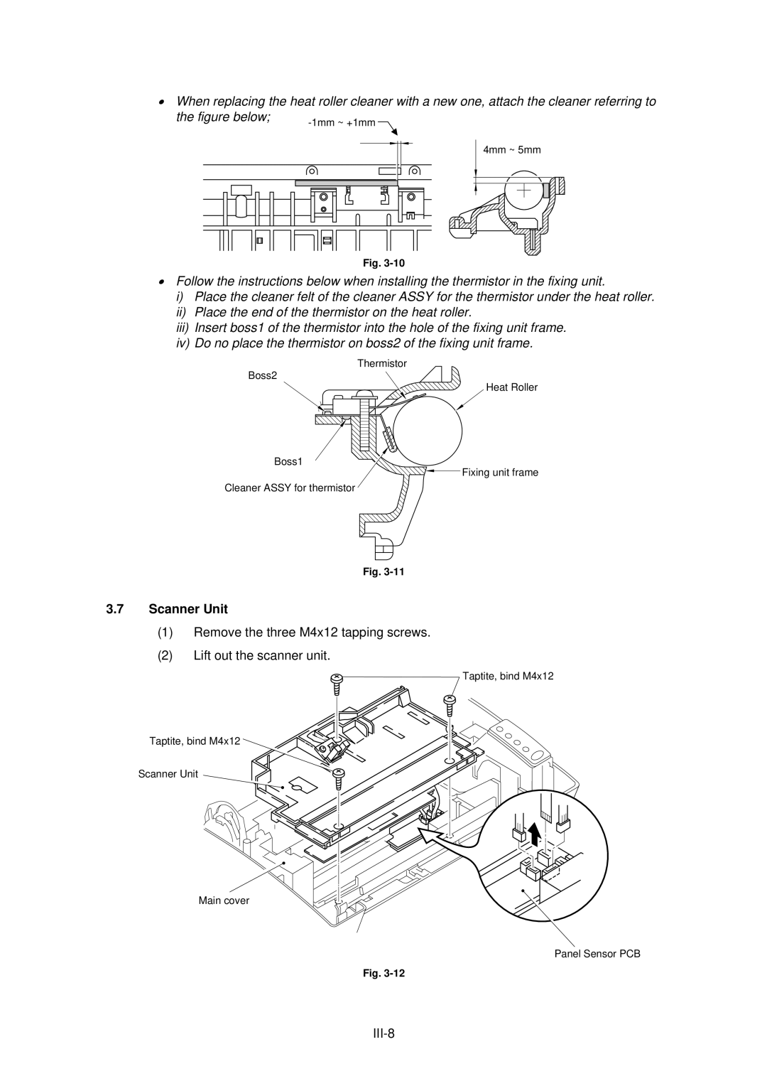 Brother HL-820, HL-1020, HL-1040 manual Scanner Unit, III-8 