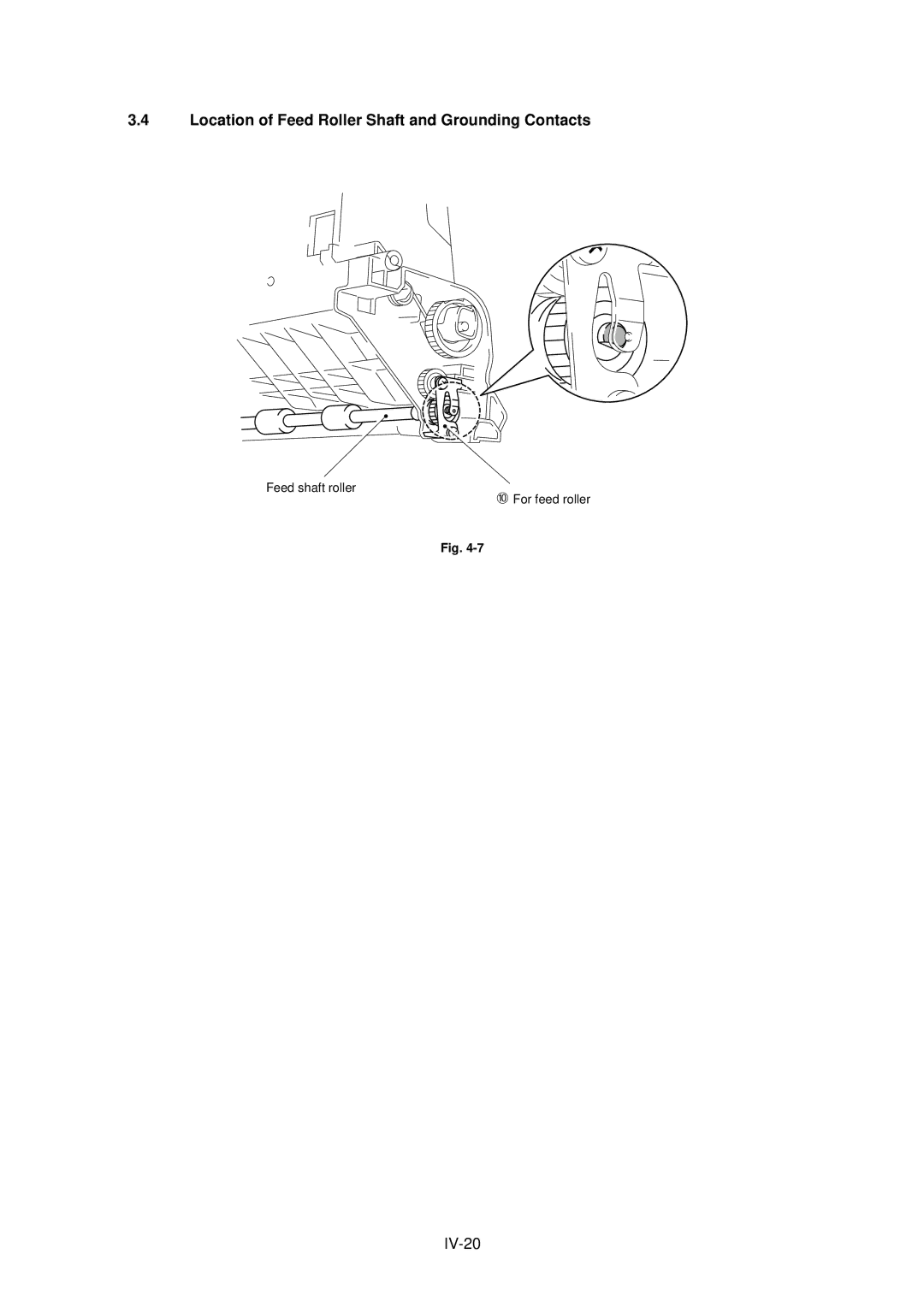 Brother HL-820, HL-1020, HL-1040 manual Location of Feed Roller Shaft and Grounding Contacts 