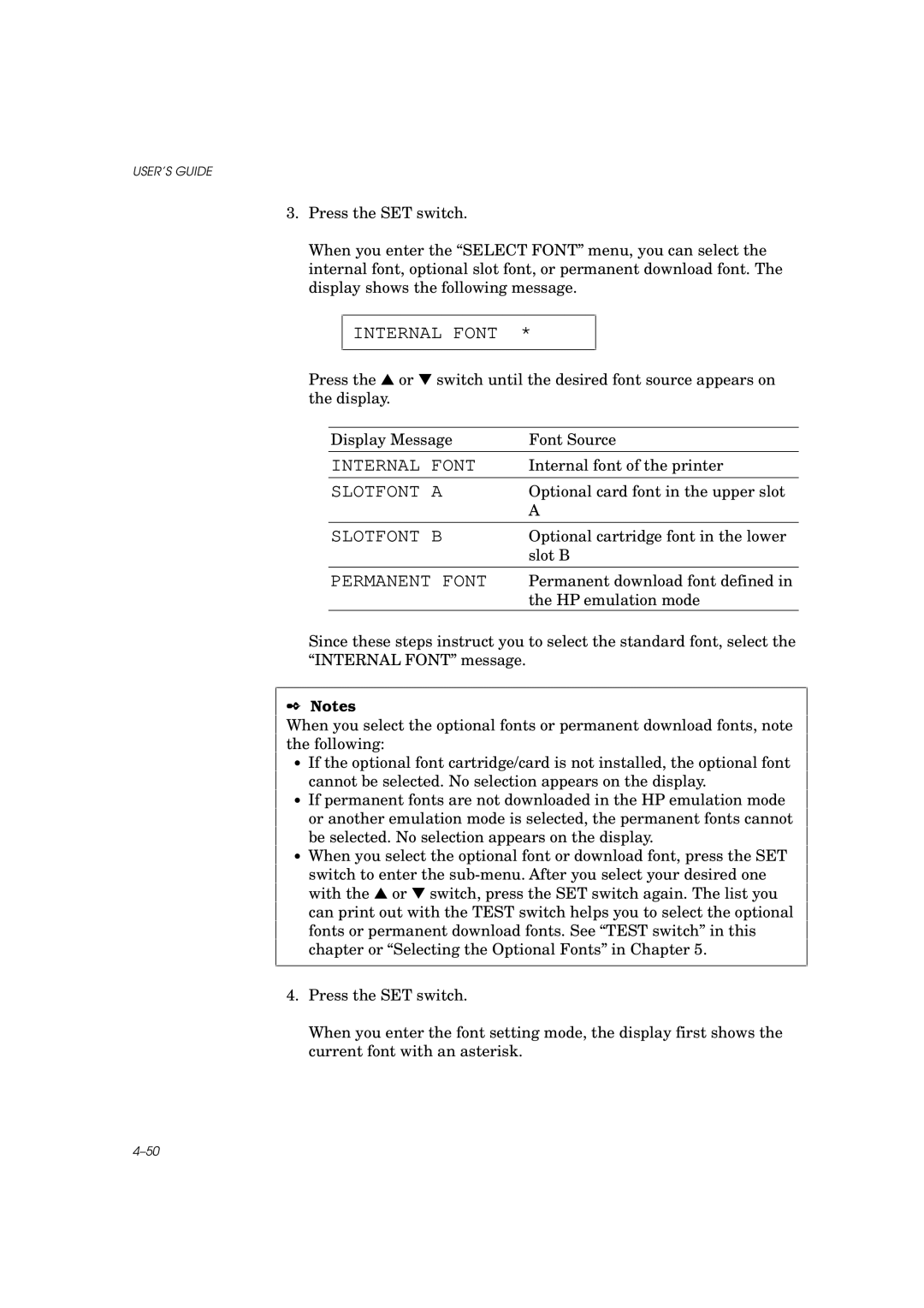 Brother HL-960 manual Internal Font 