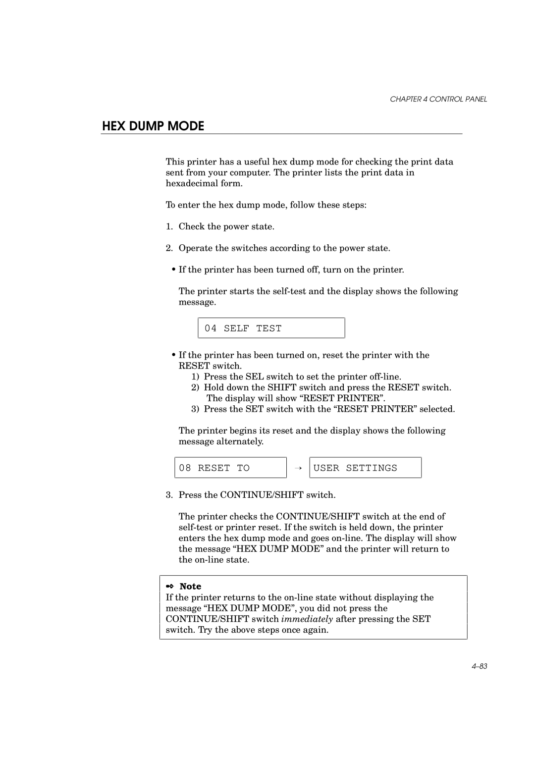 Brother HL-960 manual HEX Dump Mode 