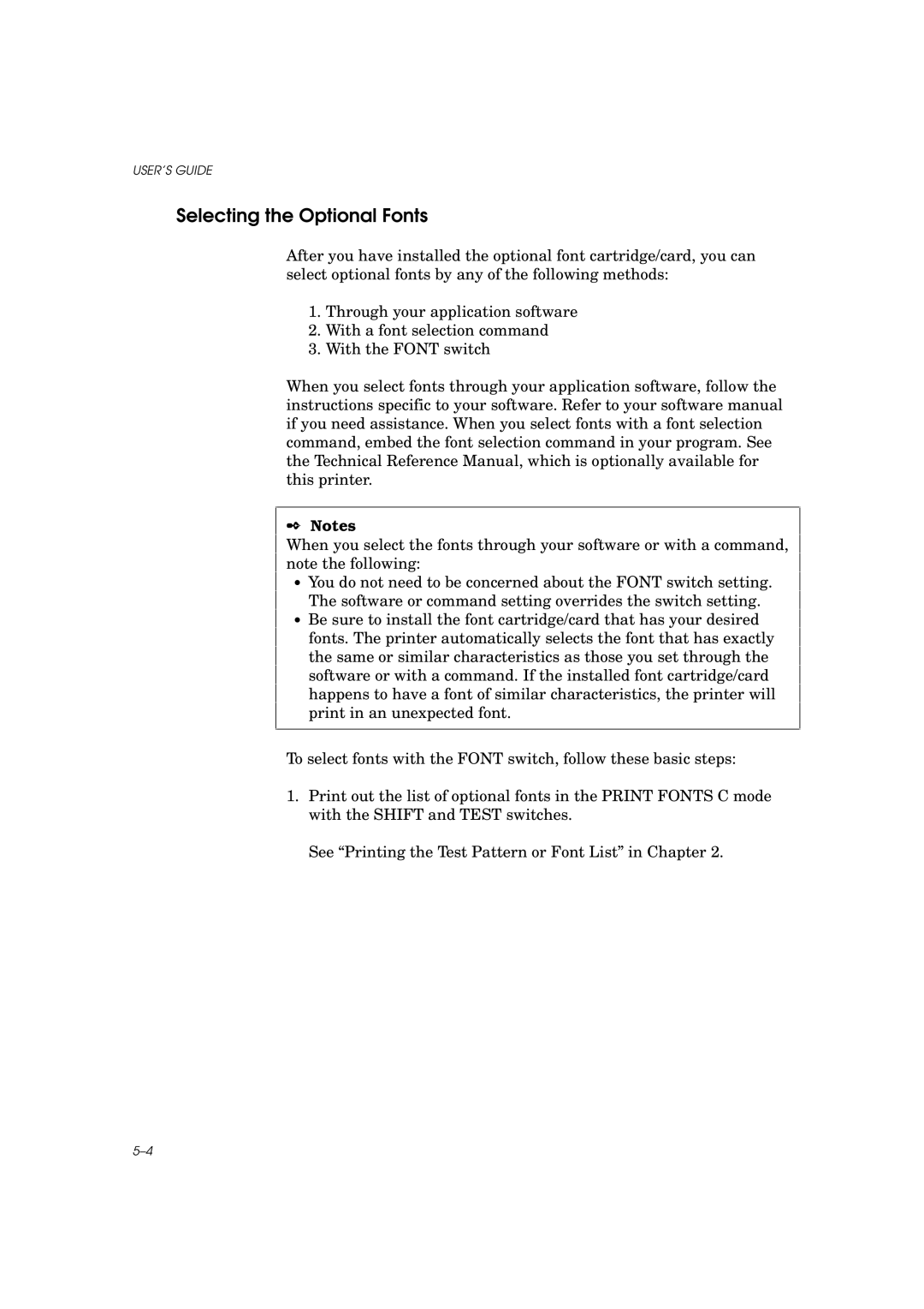 Brother HL-960 manual Selecting the Optional Fonts 