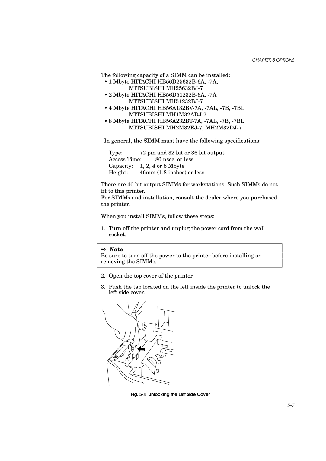 Brother HL-960 manual Unlocking the Left Side Cover 