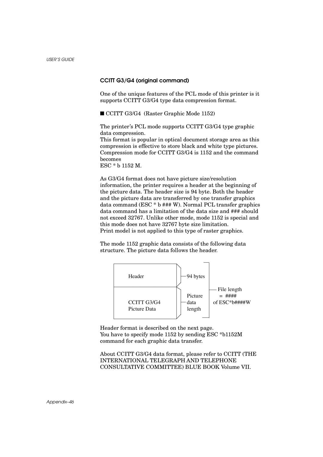 Brother HL-960 manual Ccitt G3/G4 original command 