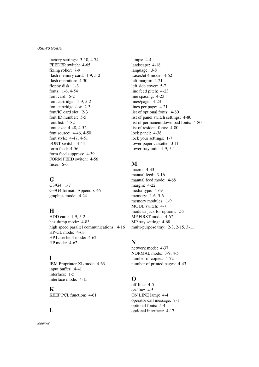 Brother HL-960 manual Index-2 