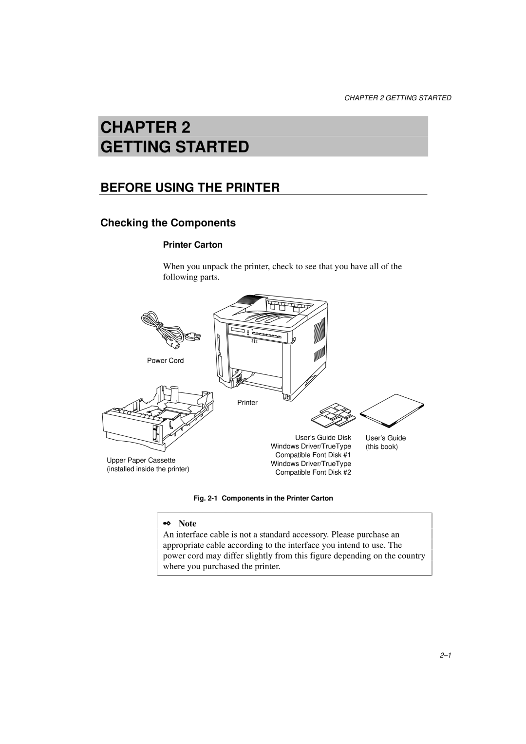 Brother HL-960 manual Checking the Components, Printer Carton 