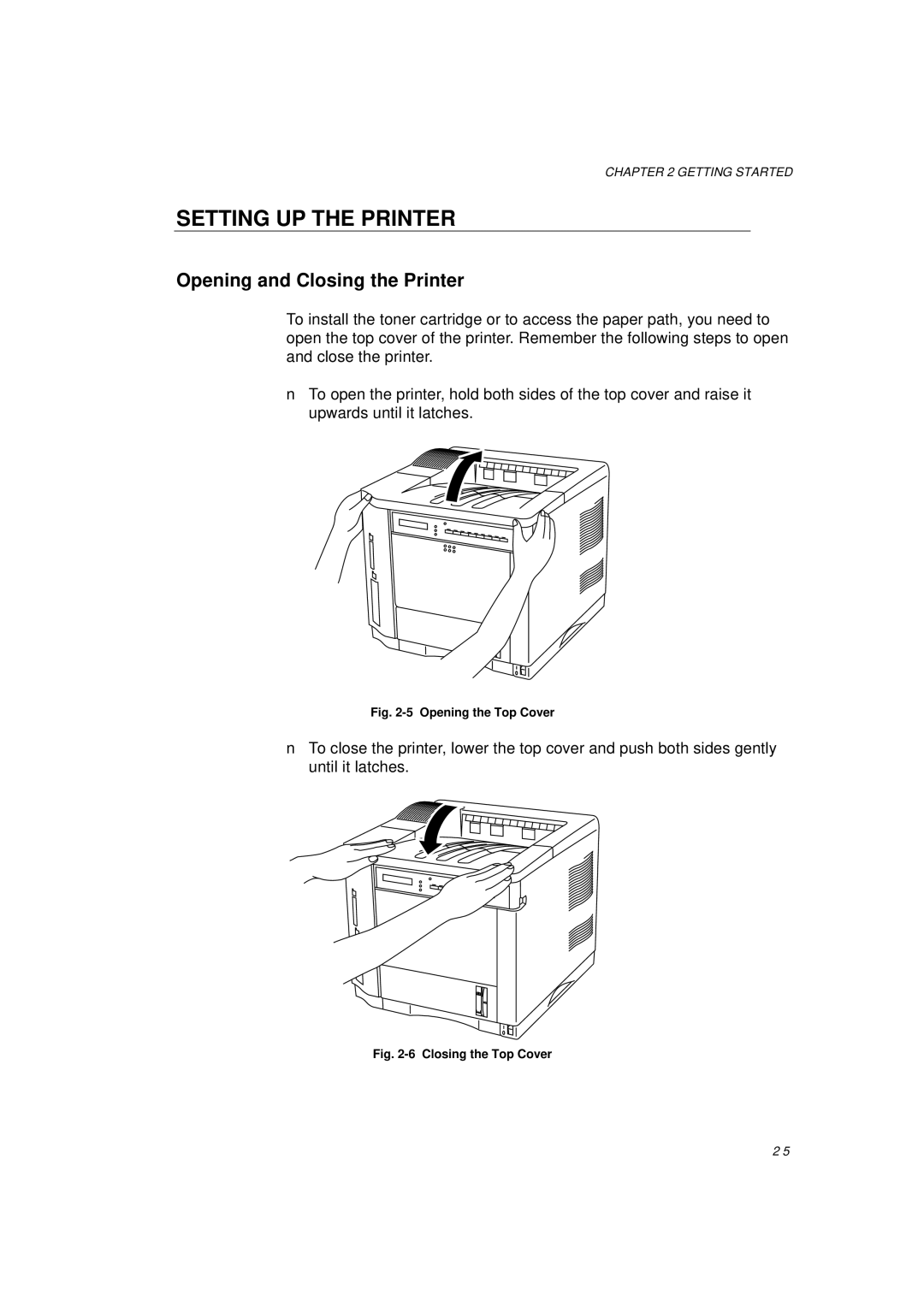 Brother HL-960 manual Setting UP the Printer, Opening and Closing the Printer 