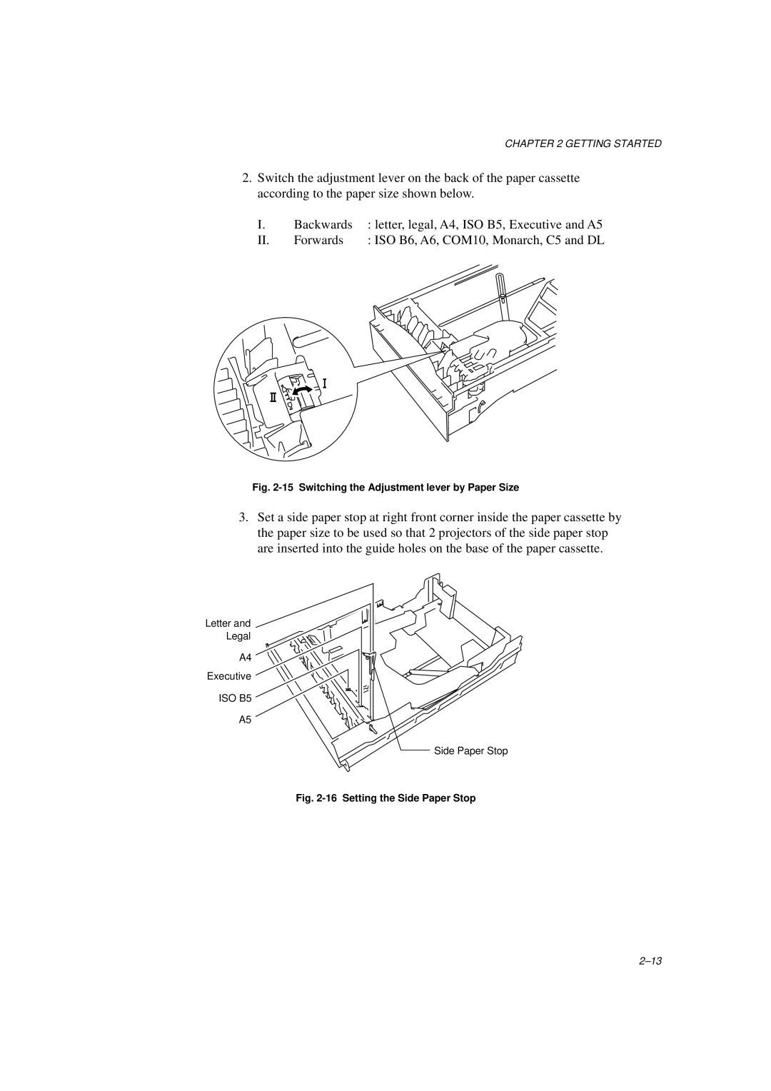 Brother HL-960 manual Switching the Adjustment lever by Paper Size 